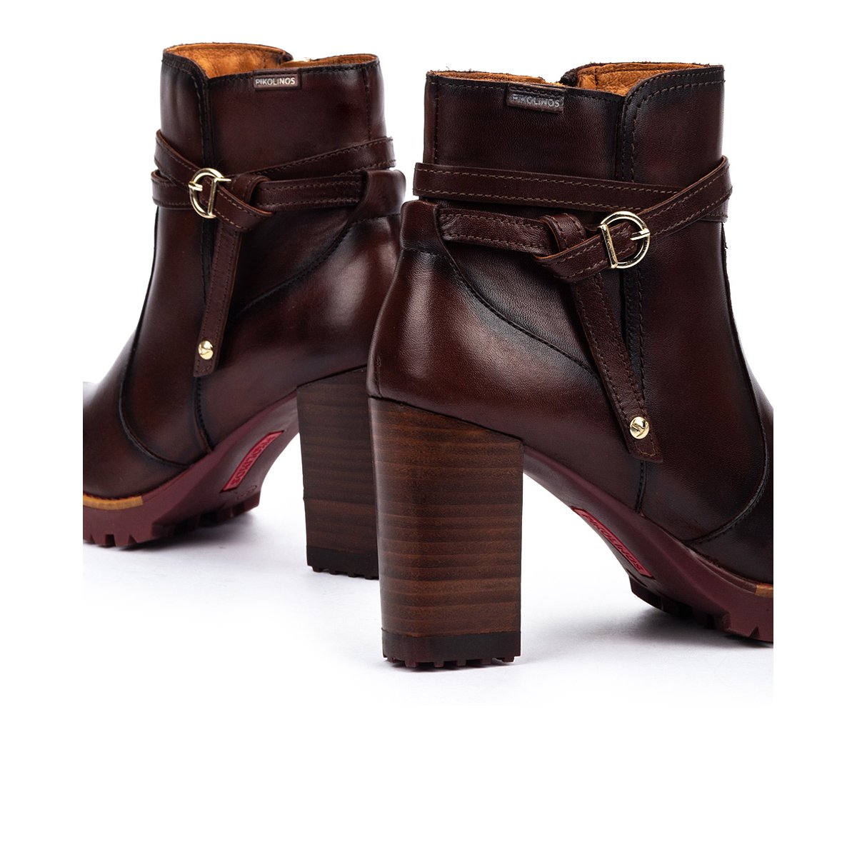 Bottines à talon cuir Connelly caoba, PIKOLINOS