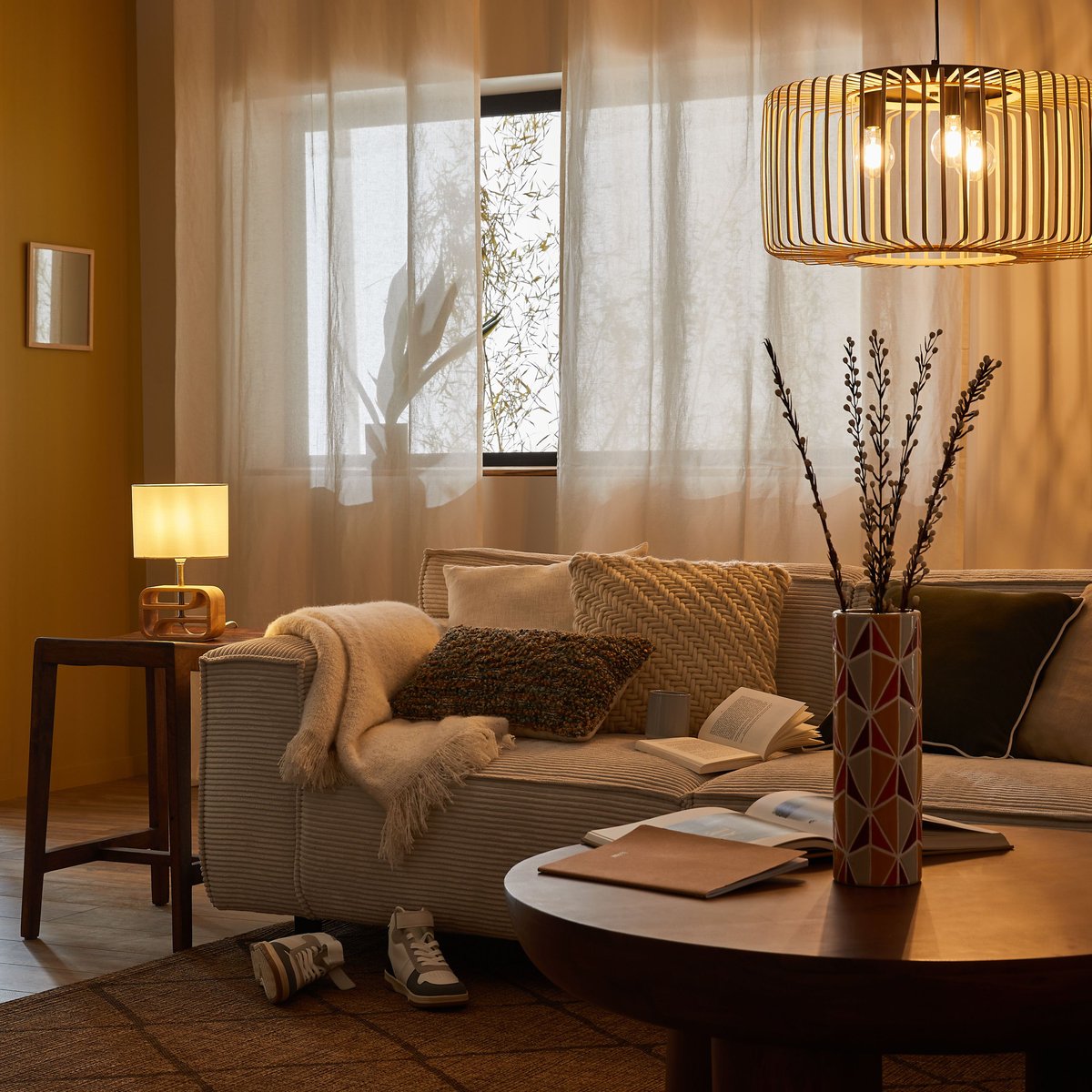 Voilage coton lin, ELARA beige, INSPIRE