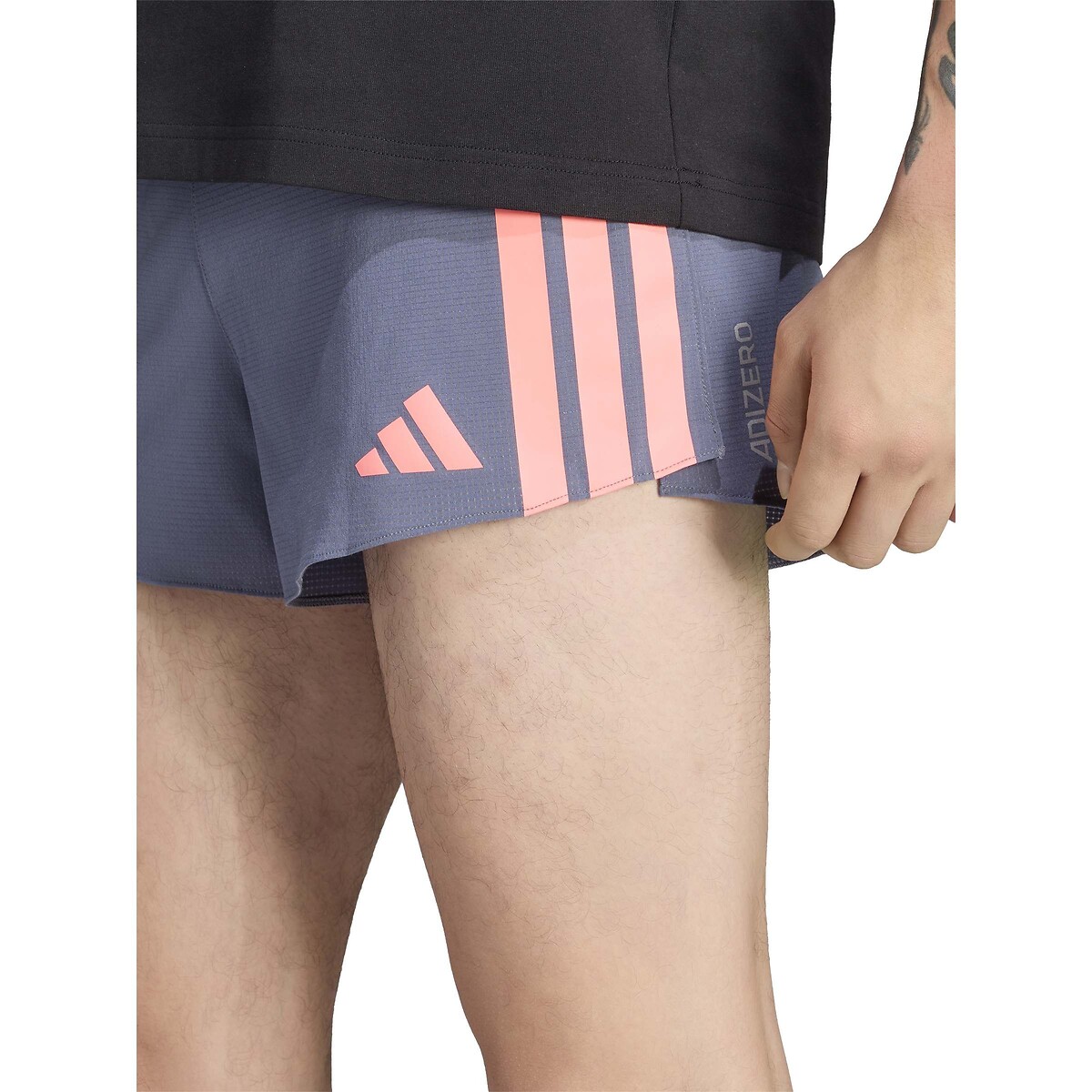 Short de running, slim, ADIZERO gris/rouge, adidas Performance