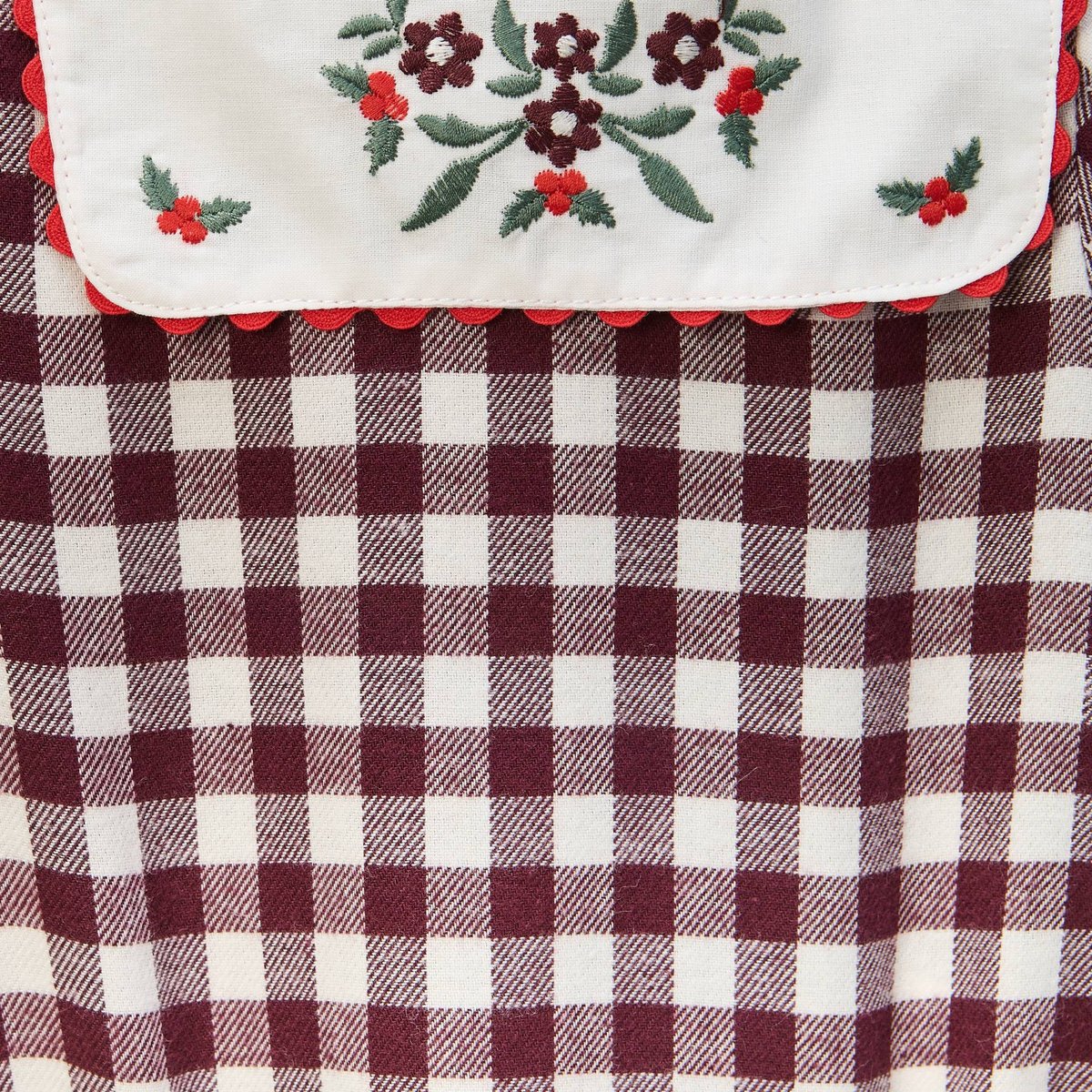 Barboteuse en vichy avec collants canneberge, BOUT'CHOU