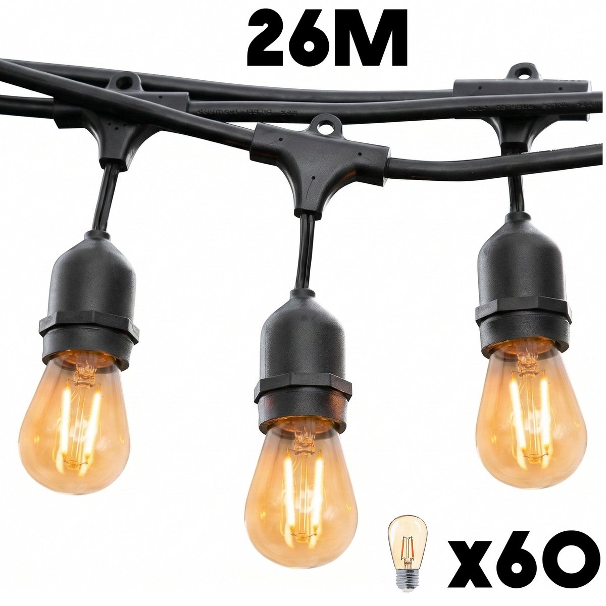 Guirlande connectable E27 6x MAFY LIGHT noir, LUMISKY