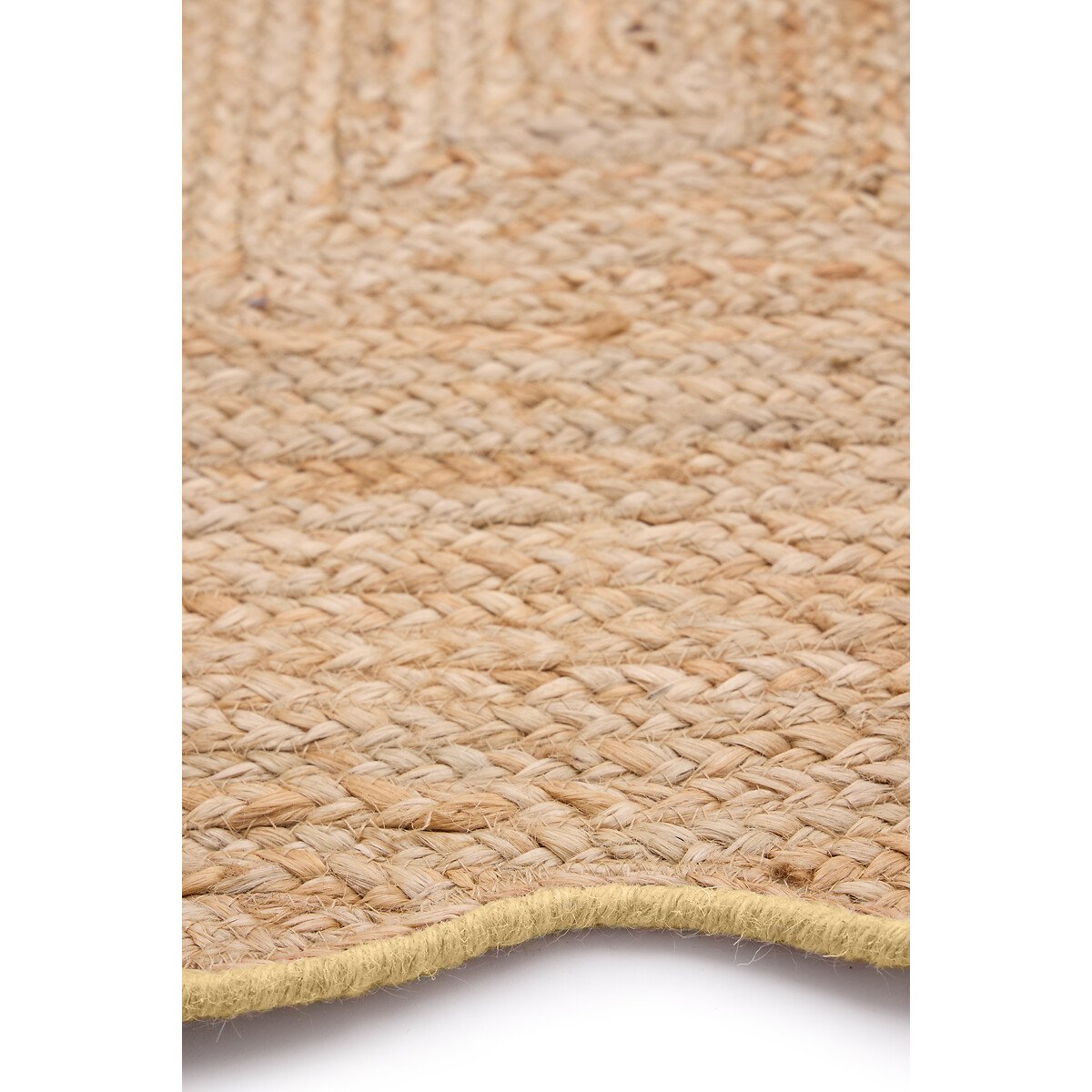 Scalloped Jute Handwoven Border Rug yellow, SO'HOME