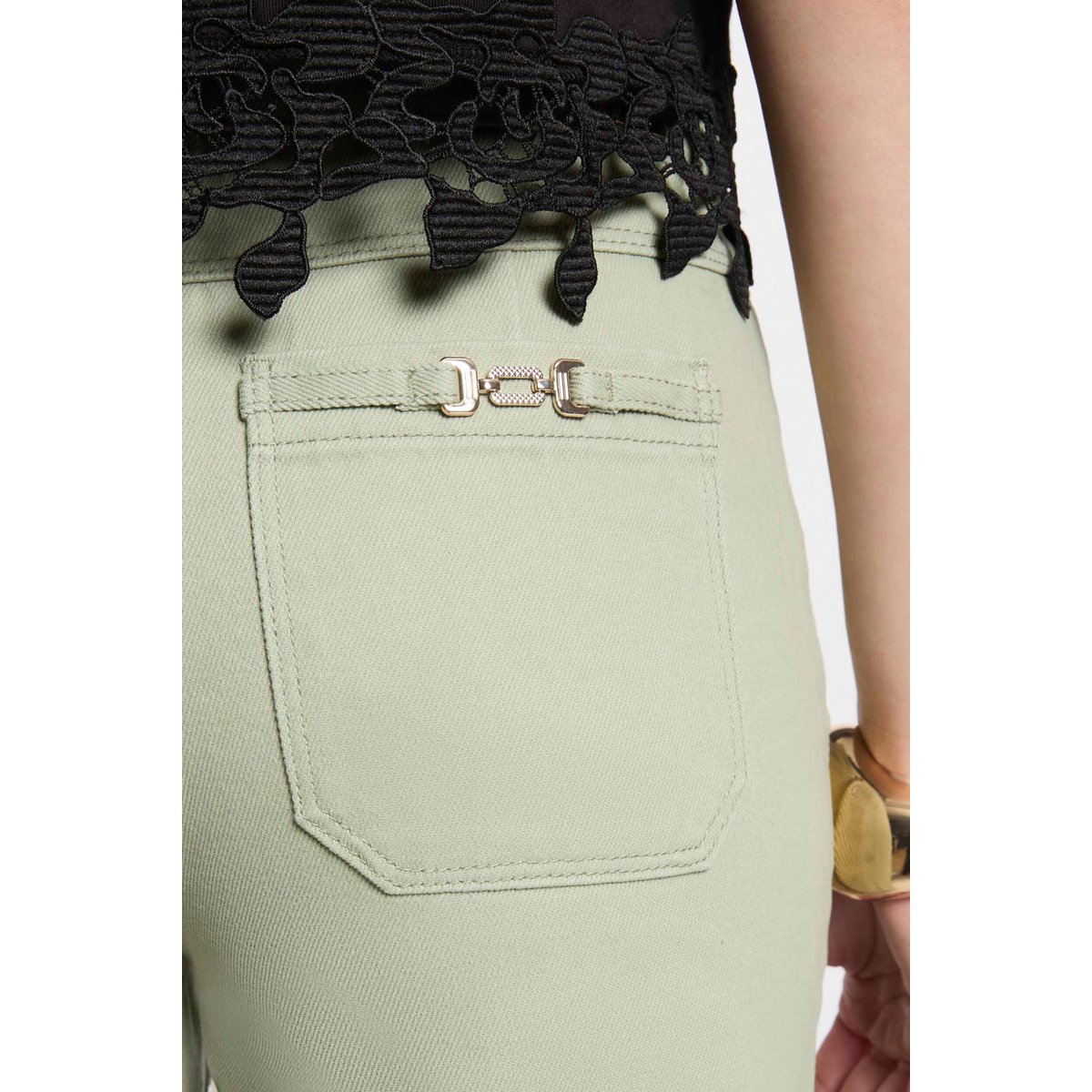 Jeans jambe large vert clair, MORGAN