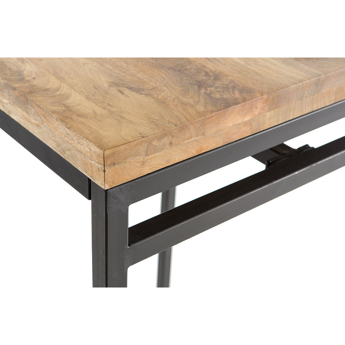 Table haute carrée en manguier massif et métal noir L70 cm YPSTER bois clair / noir, MILIBOO