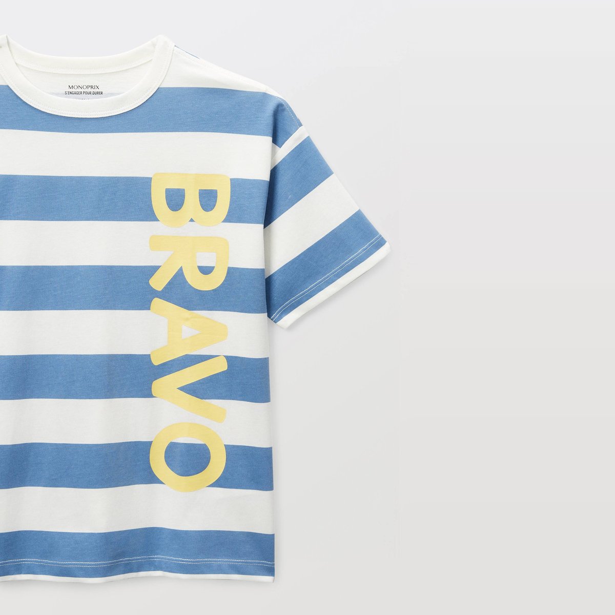 T-shirt manches courtes imprimé en coton BIO GOTS riviera, MONOPRIX