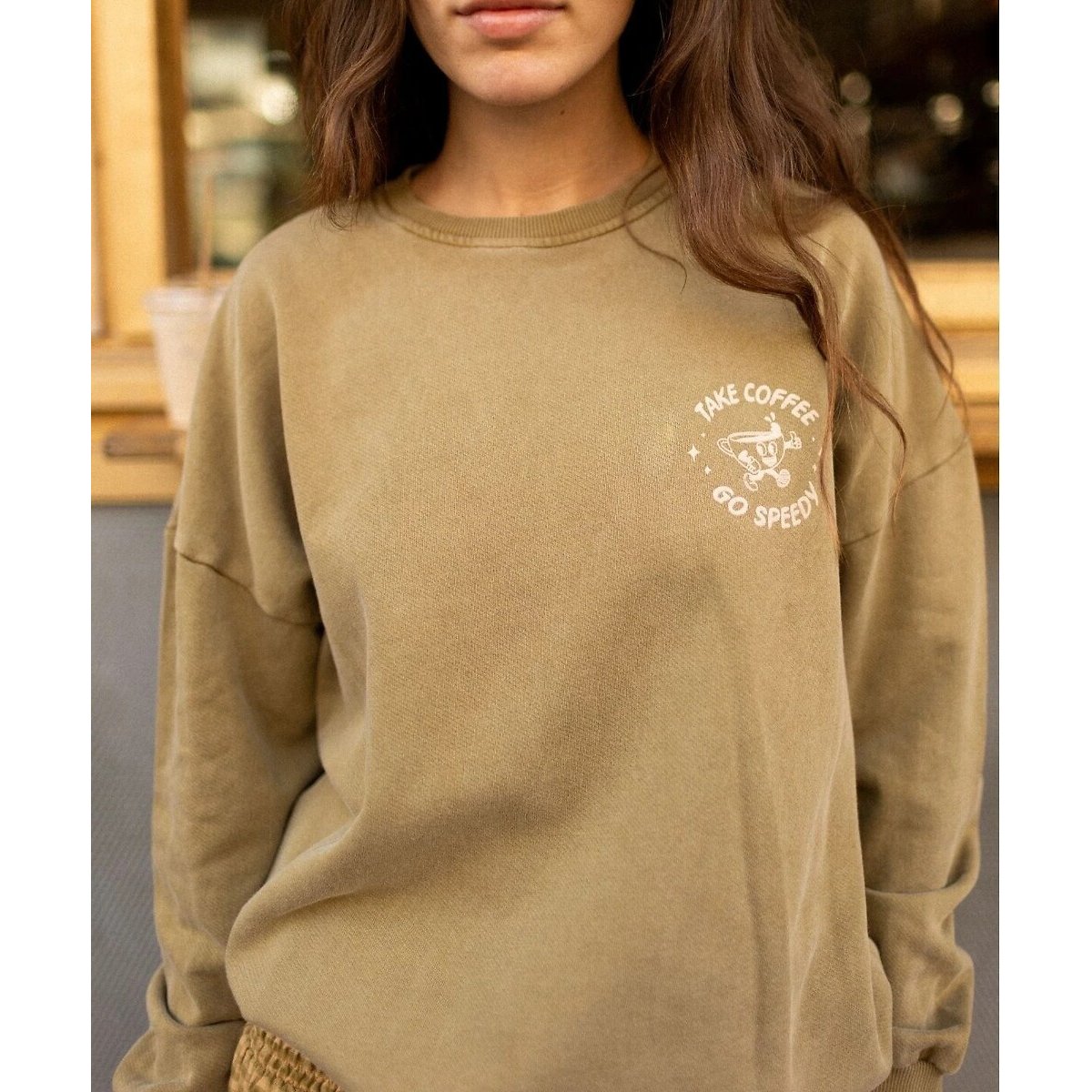 Sweat de corte amplo, RIYA caqui, APACHES COLLECTIONS
