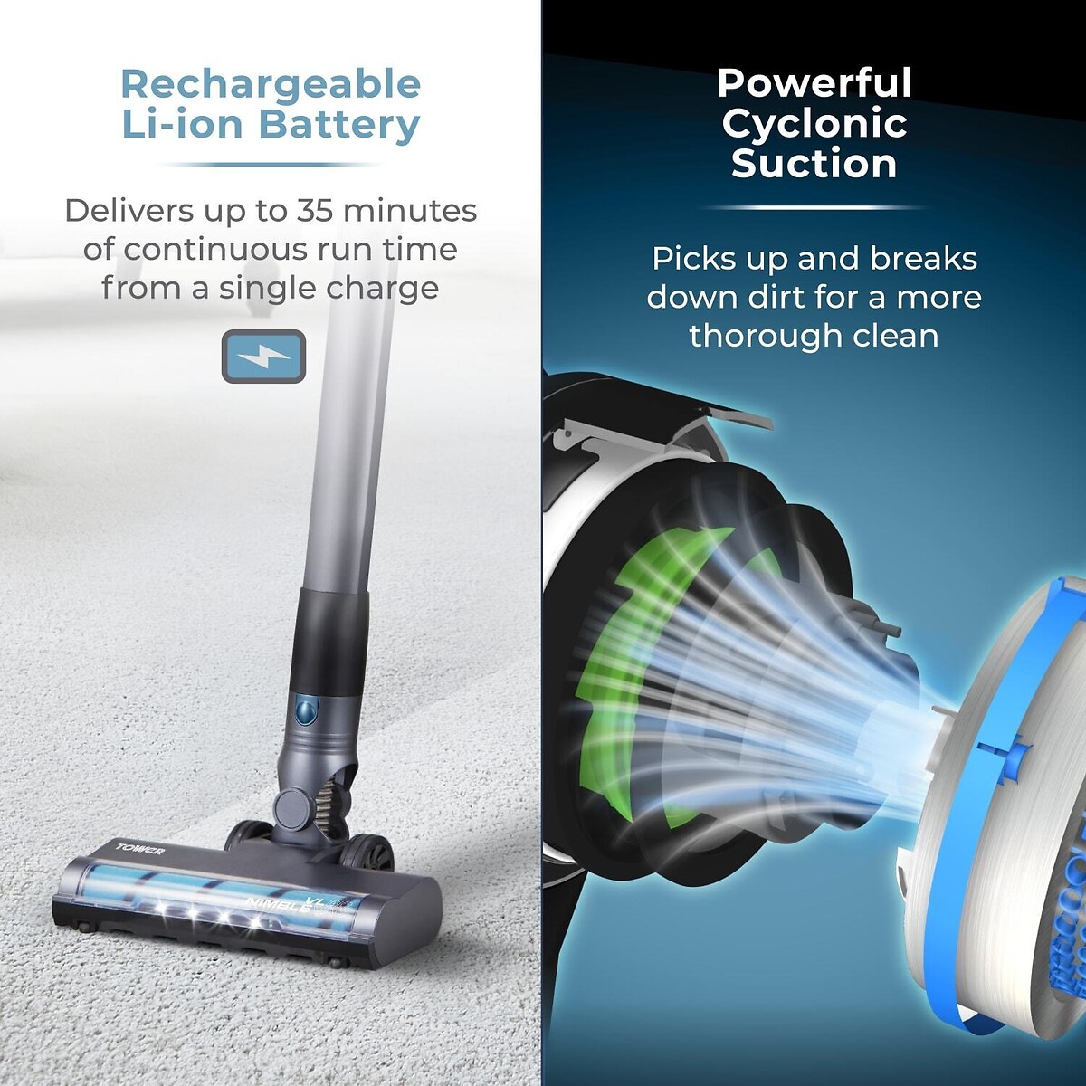 VL60 Nimblevac Anti-Tangle Vacuum - T527101 grey, TOWER