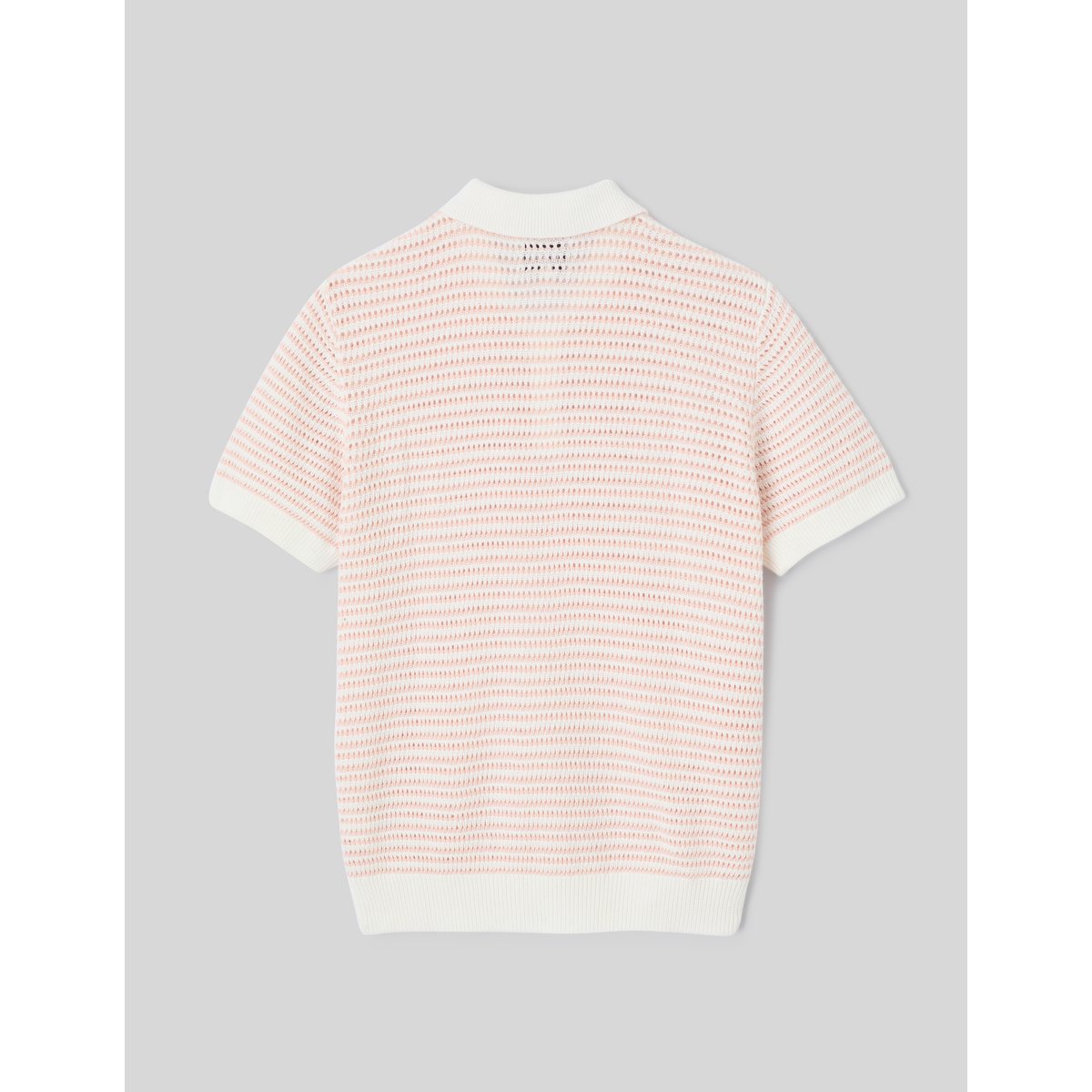 Polo en maille ajourée rayée rose pâle, BZB