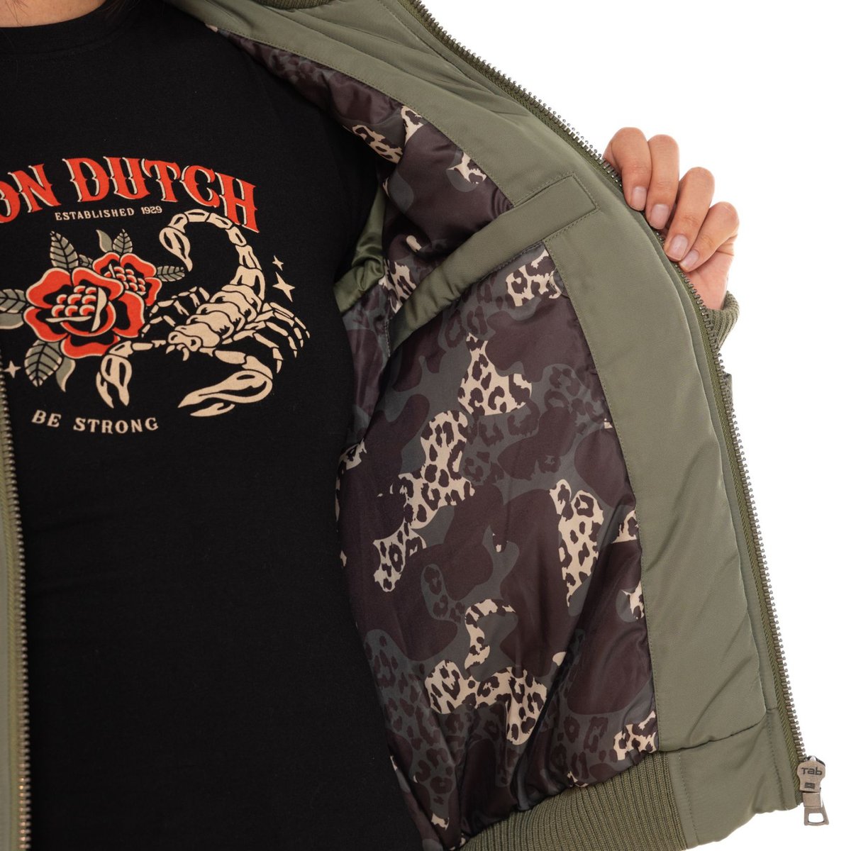 Veste bombers PIMP vert/blanc/noir, VON DUTCH
