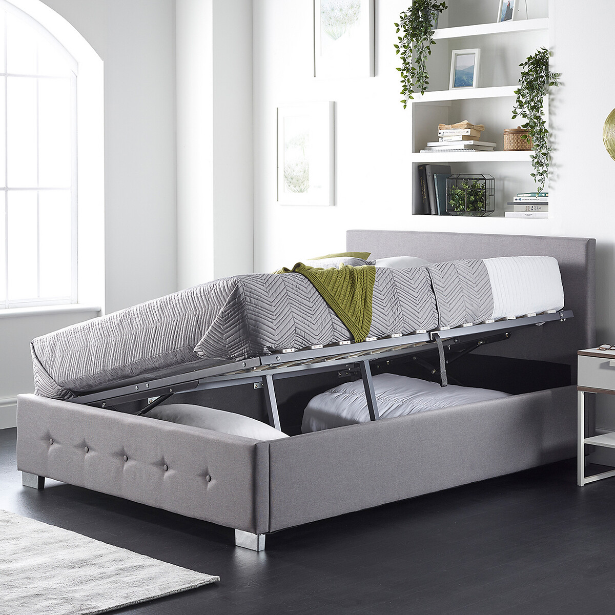 Side Opening Ottoman Storage Bed grey, ASPIRE