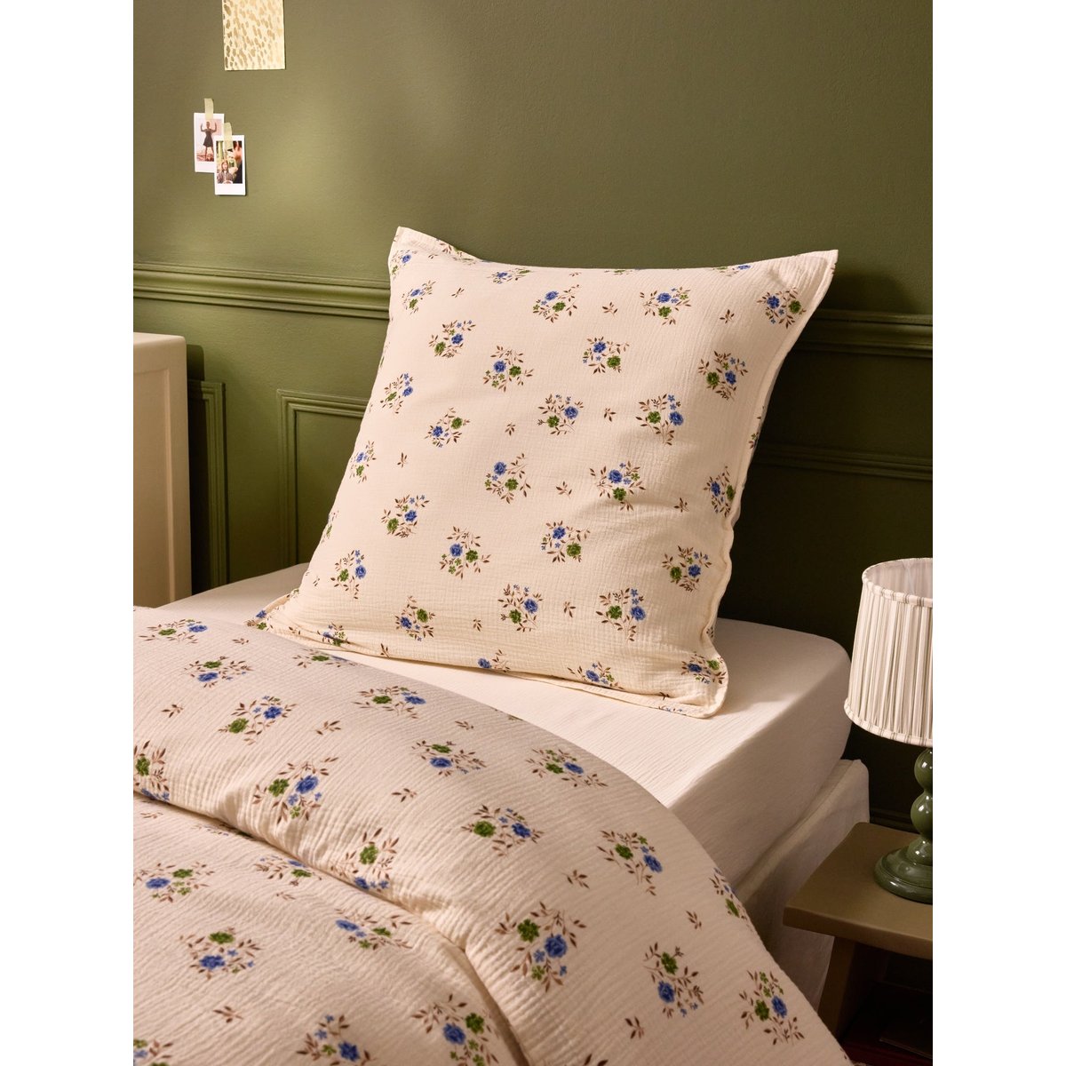 Taie d'oreiller gaze de coton "LOUISON" imprimé rosa blue, CYRILLUS