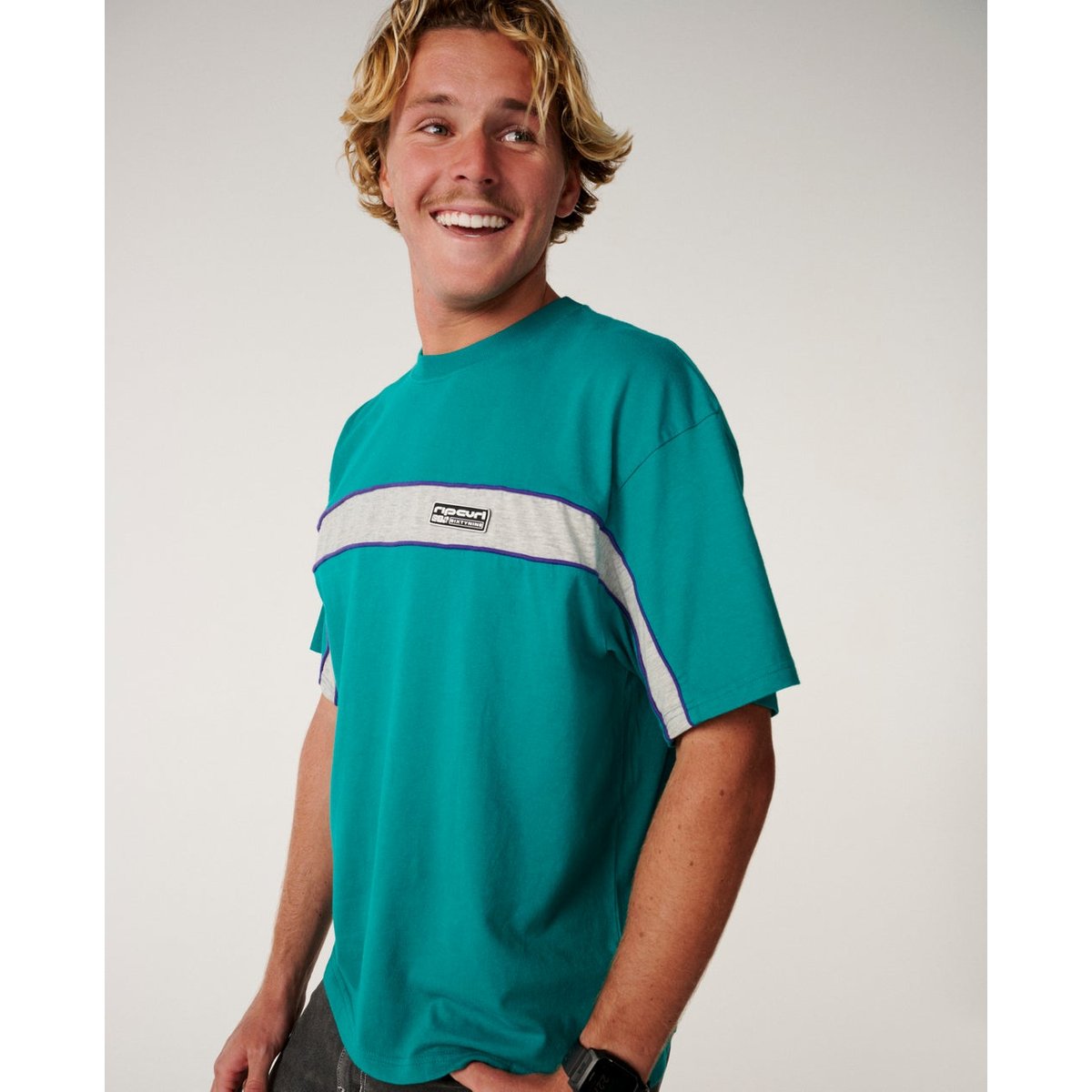 T-shirt ARCHIVE 69 PANEL Boxy vert marin, RIP CURL