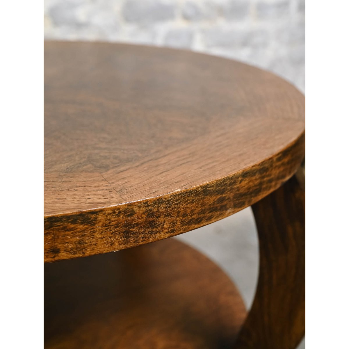 Table d'appoint ronde en bois Francine N°1520 - Bon état bois foncé, DEBONGOUT