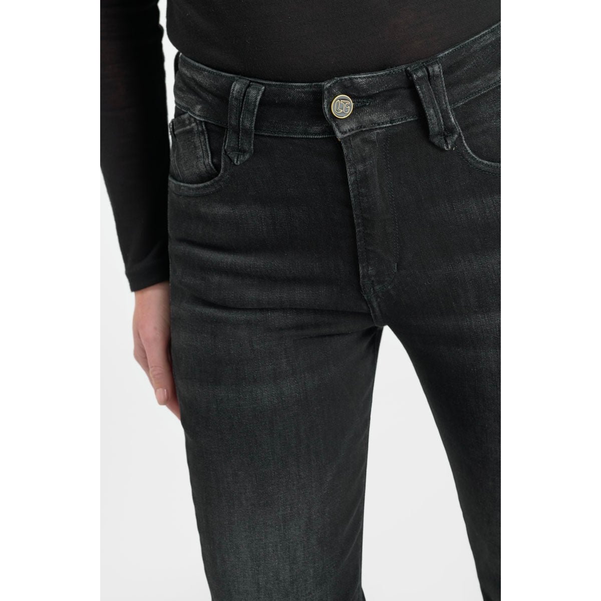 Jeans droite , longueur 34 black / black, LE TEMPS DES CERISES