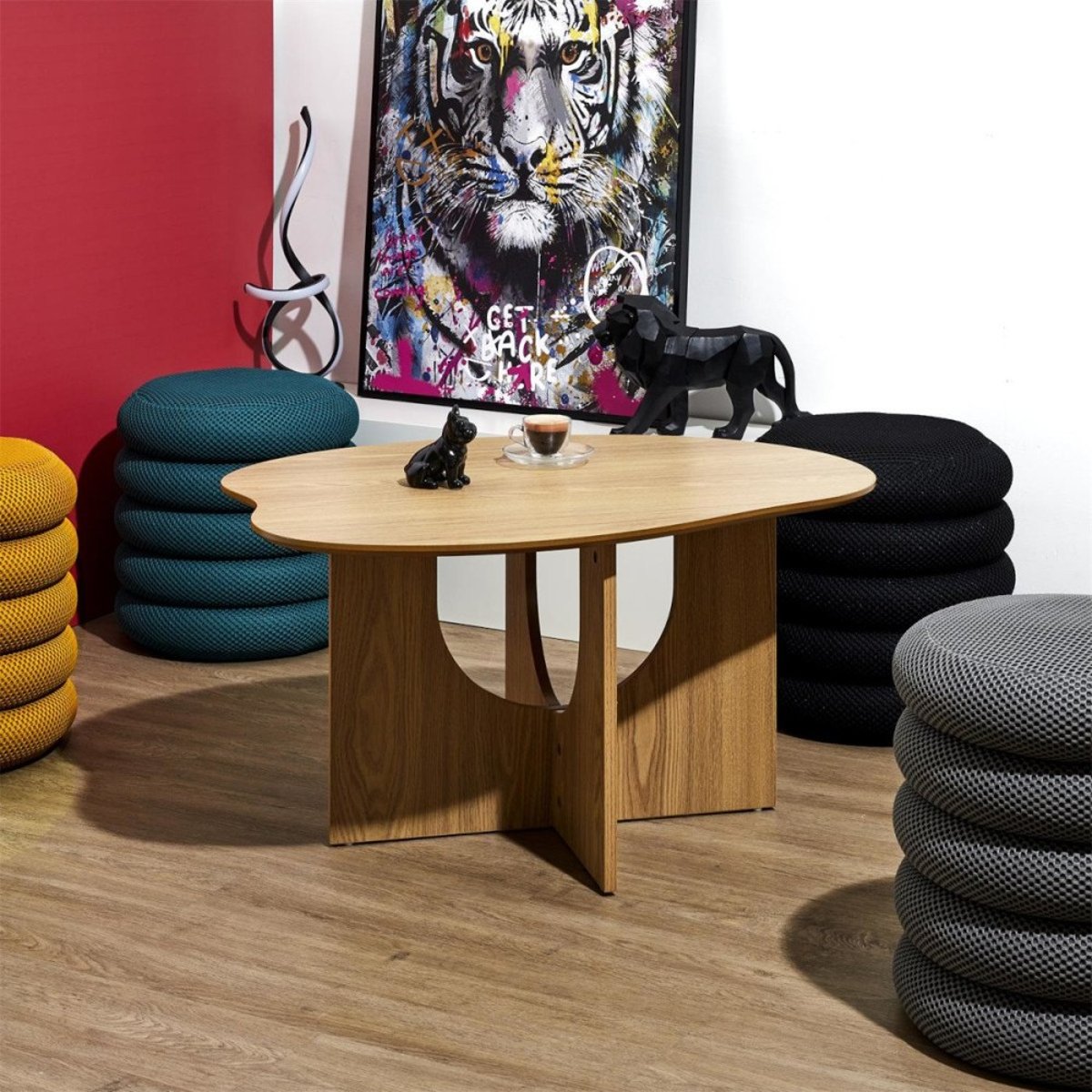 Table Basse Organique Imitation Bois marron, DECORATIE