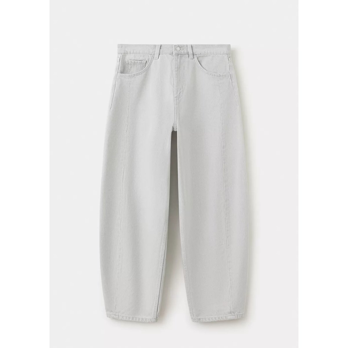 Jean balloon coutures gris denim, MANGO