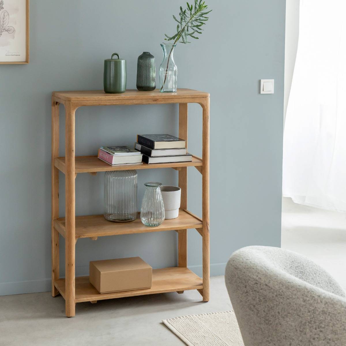 Etagère en bois de manguier EMYR bois clair, MADE IN MEUBLES
