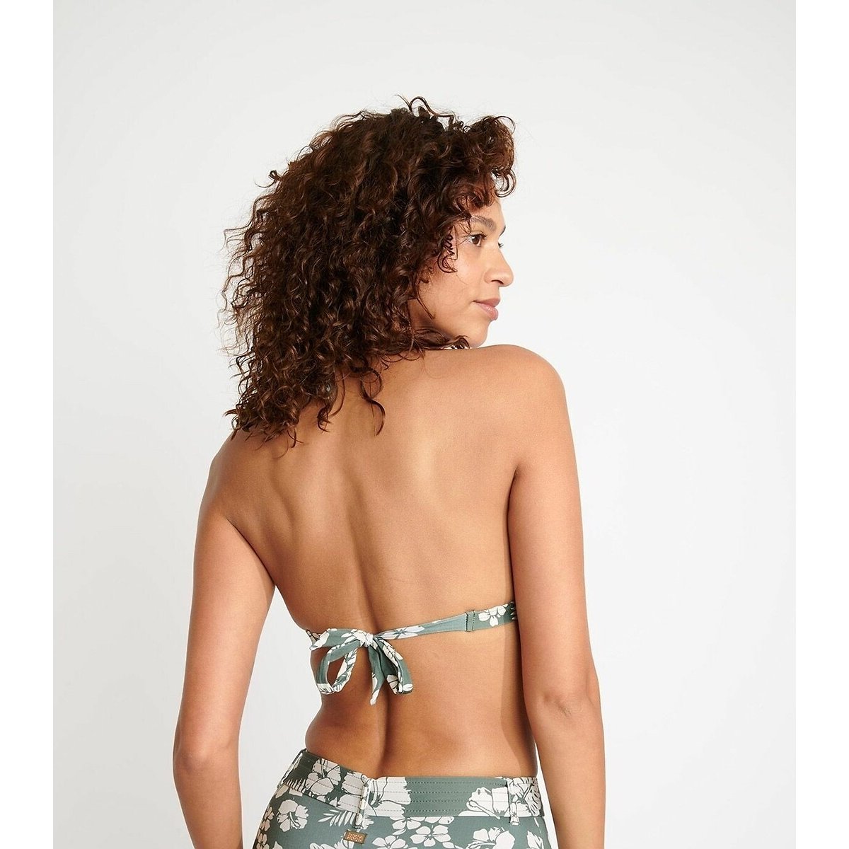 Triangle Bikini Top, Damo Taevana print/khaki background, BANANA MOON