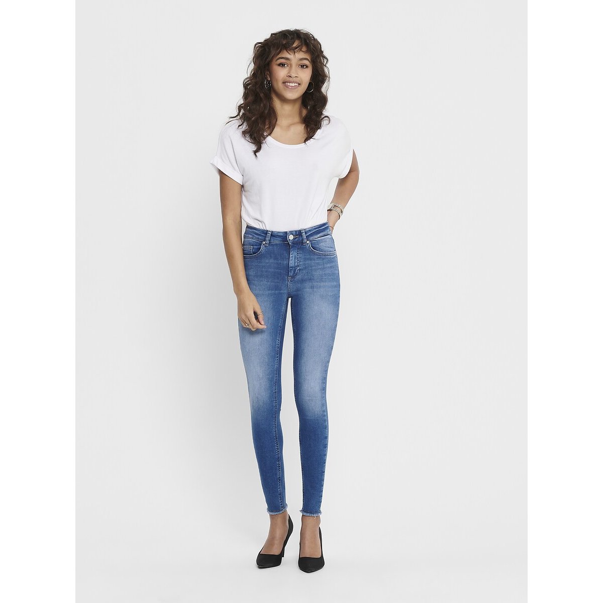 Jean skinny taille haute stone délavé, ONLY