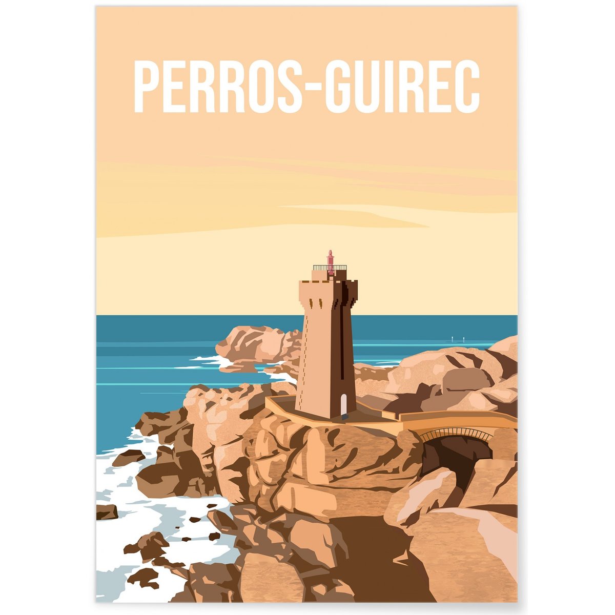 Affiche ville Perros-Guirec blanc, L'AFFICHERIE