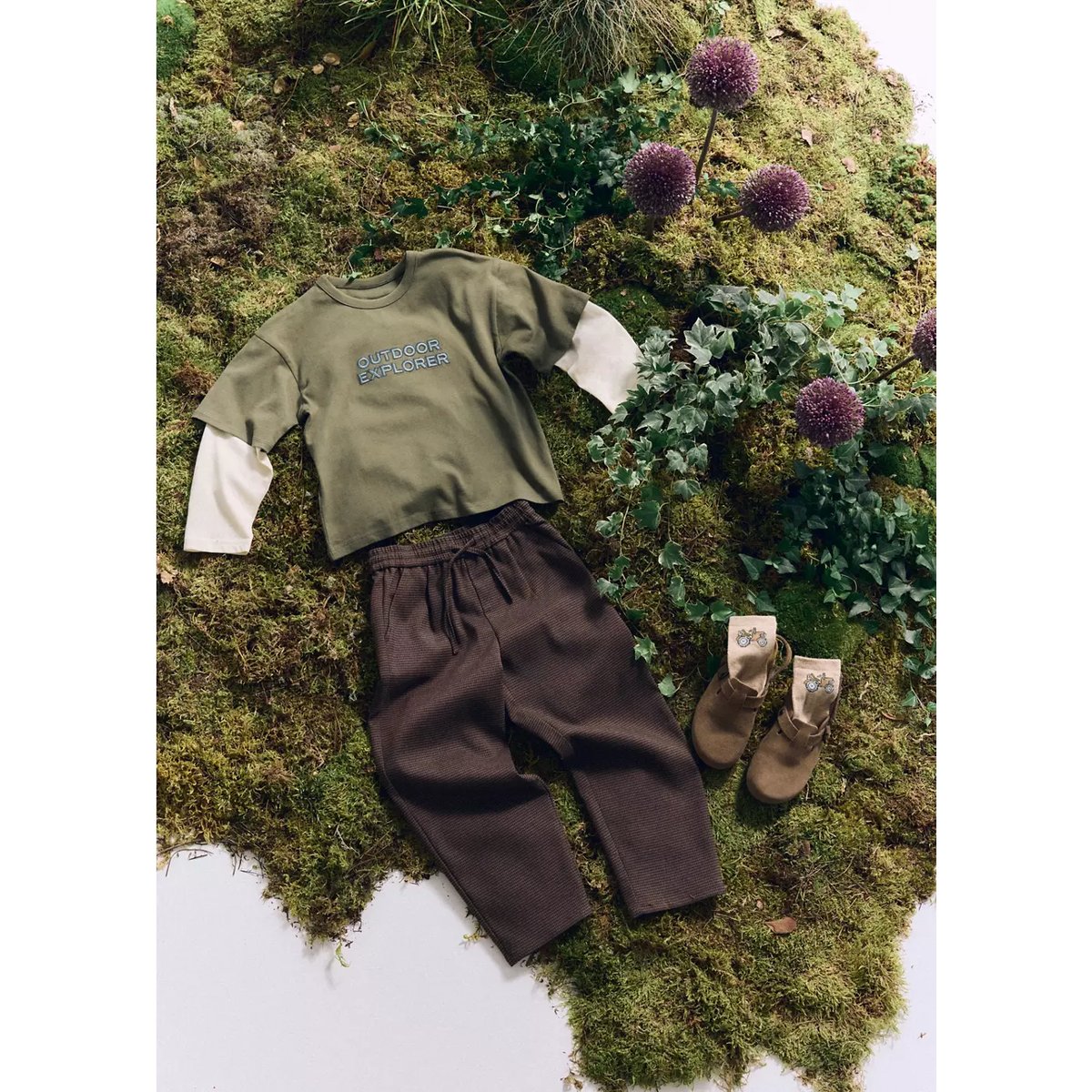 Pantalon droit à carreaux marron, MANGO BABY