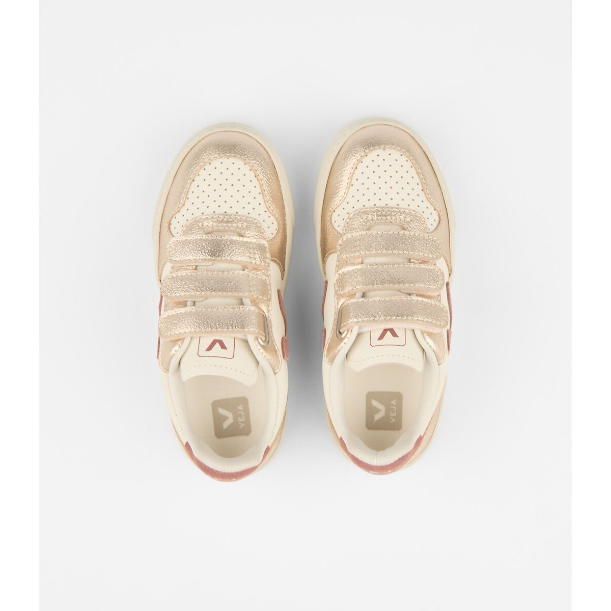 Kids Small V-10 Leather Trainers white/gold-coloured, VEJA