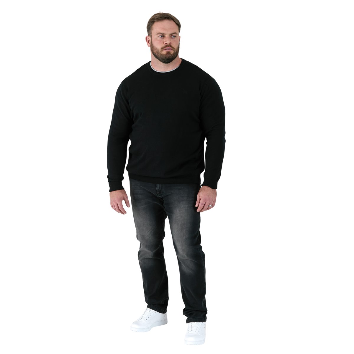 Sweat col ras-du-cou grande taille JOVANNI noir, DUKE