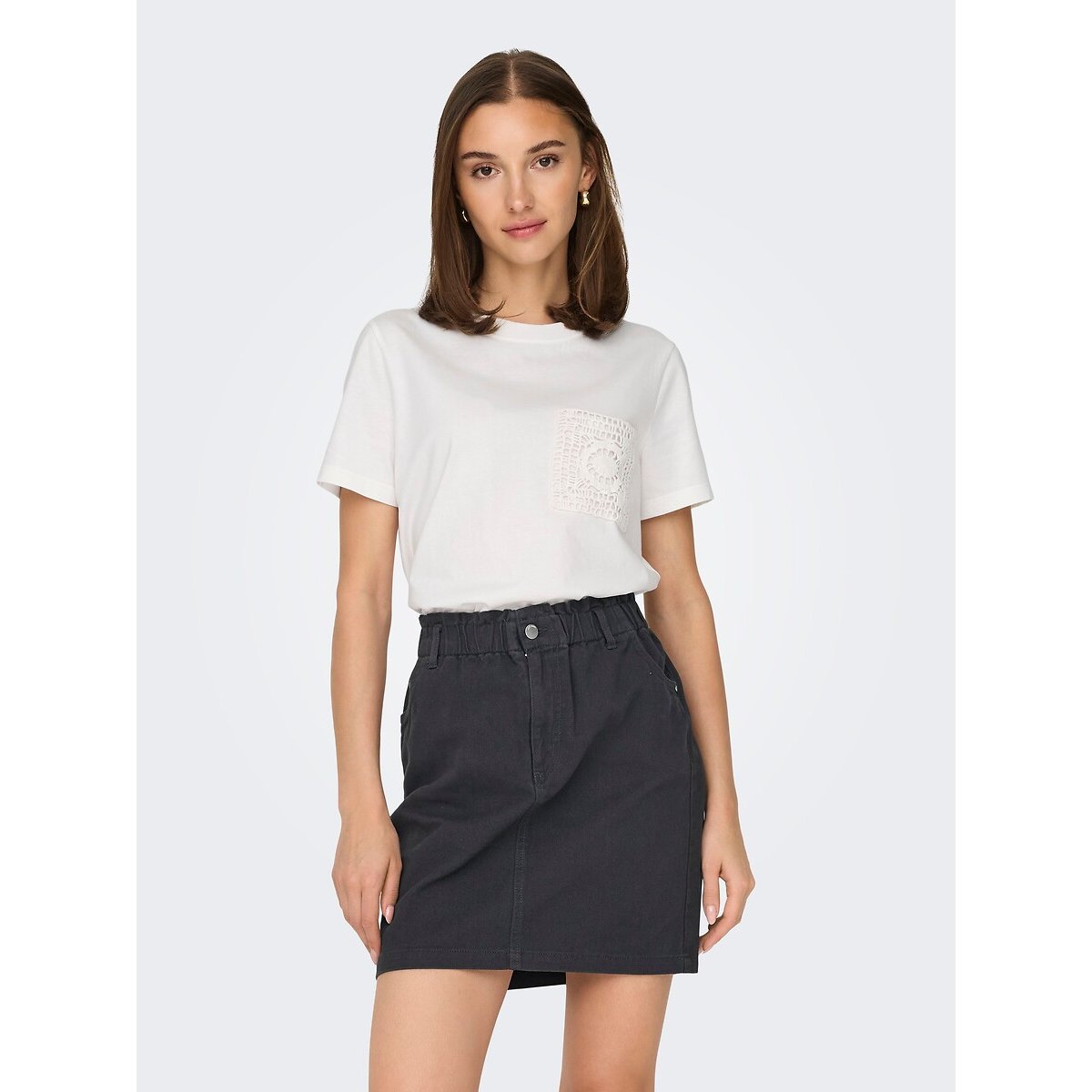 T-shirt manches courtes, col rond blanc, JDY