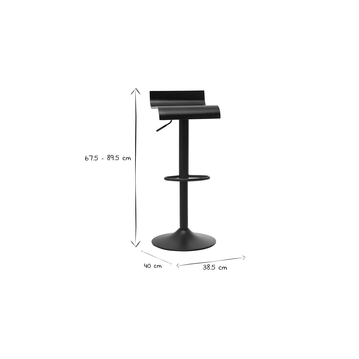 Tabourets de bar design noirs (lot de 2) SURF noir, MILIBOO