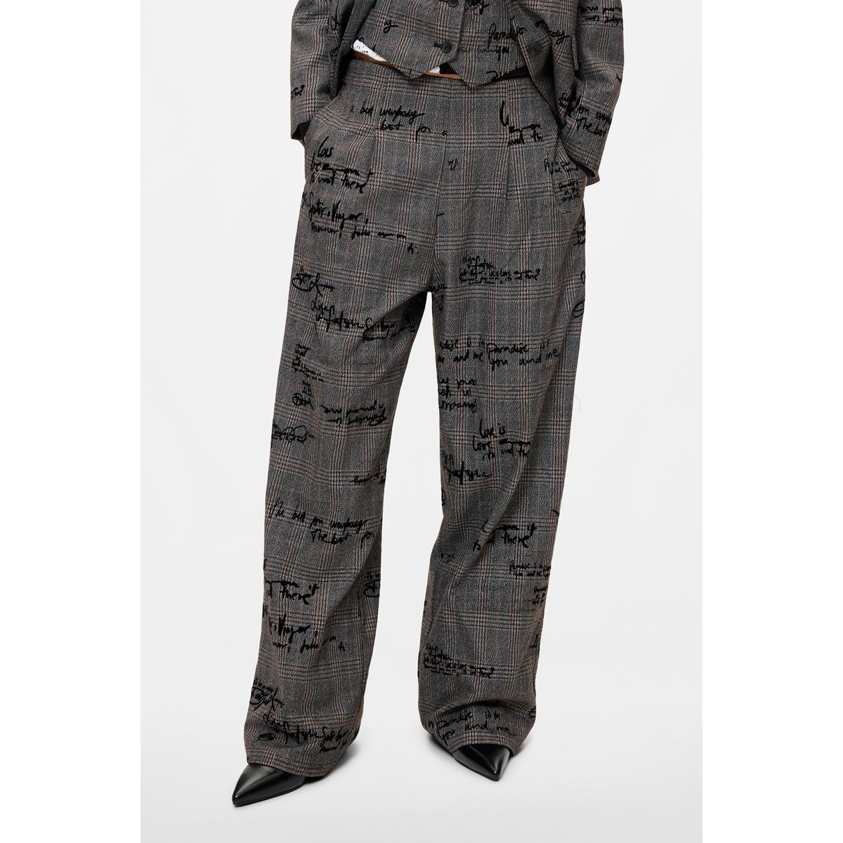 Pantalon long à carreaux noir, DESIGUAL