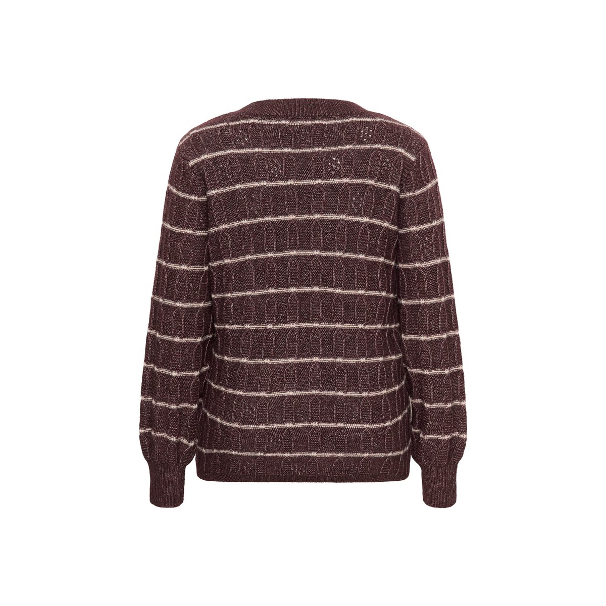 Pullover tricoté marron fudge melange/beige stripe, KAFFE CURVE