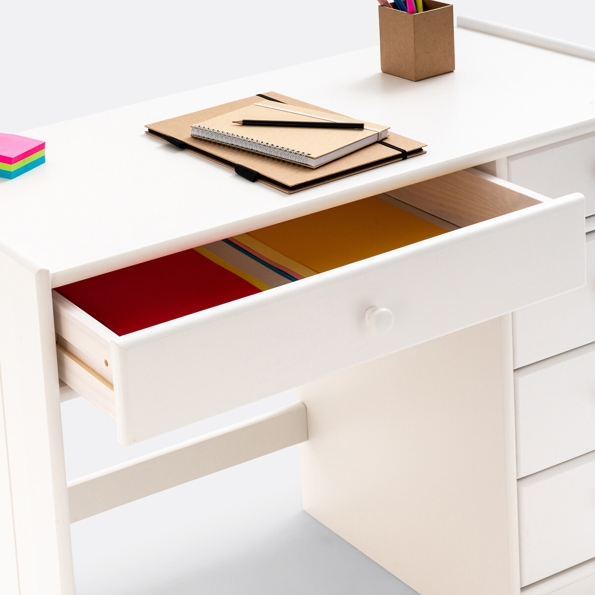 Bureau pin massif et MDF, Gaby blanc, LA REDOUTE INTERIEURS