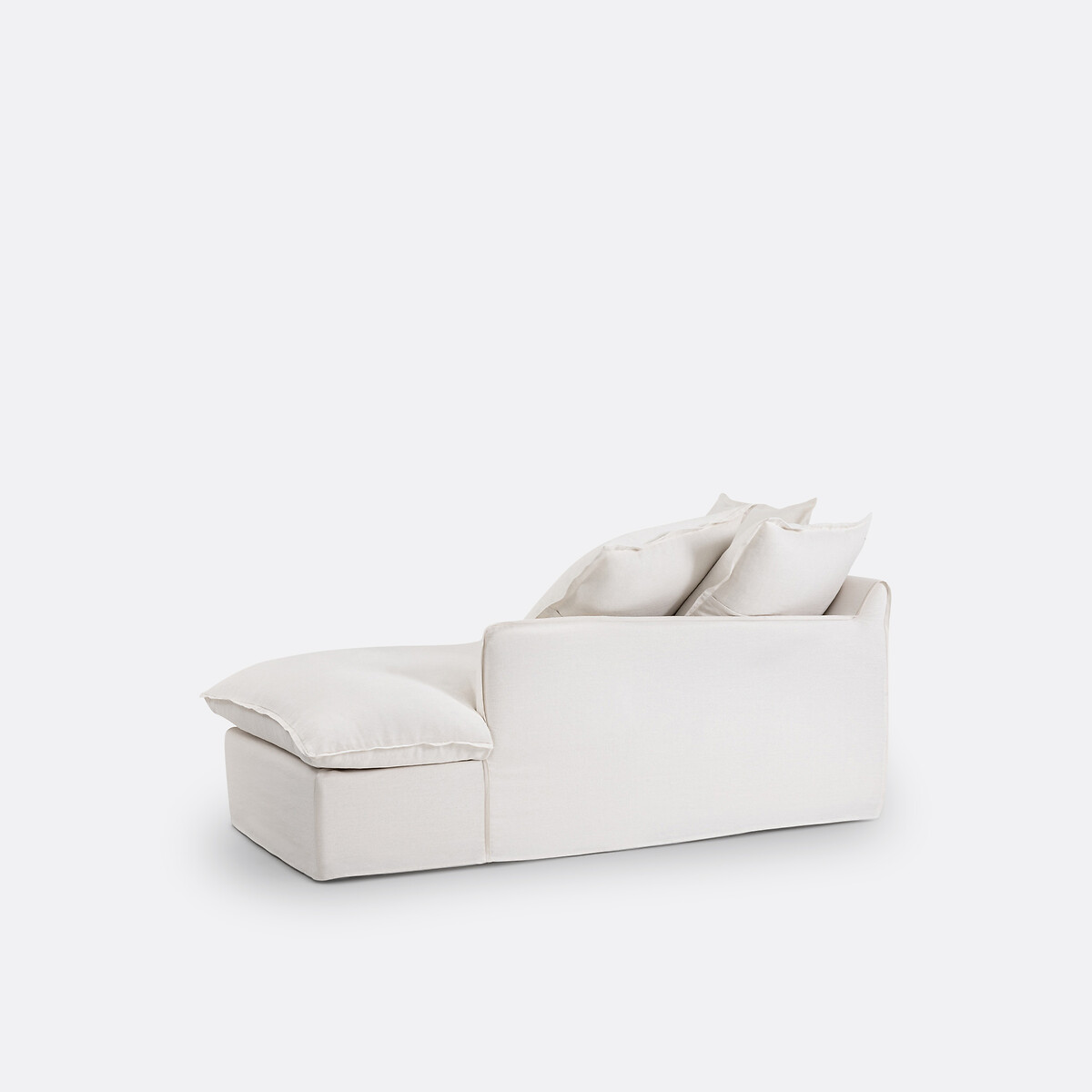 Longchair, afneembare hoezen, in dik linnen, Odna wit, LA REDOUTE INTERIEURS
