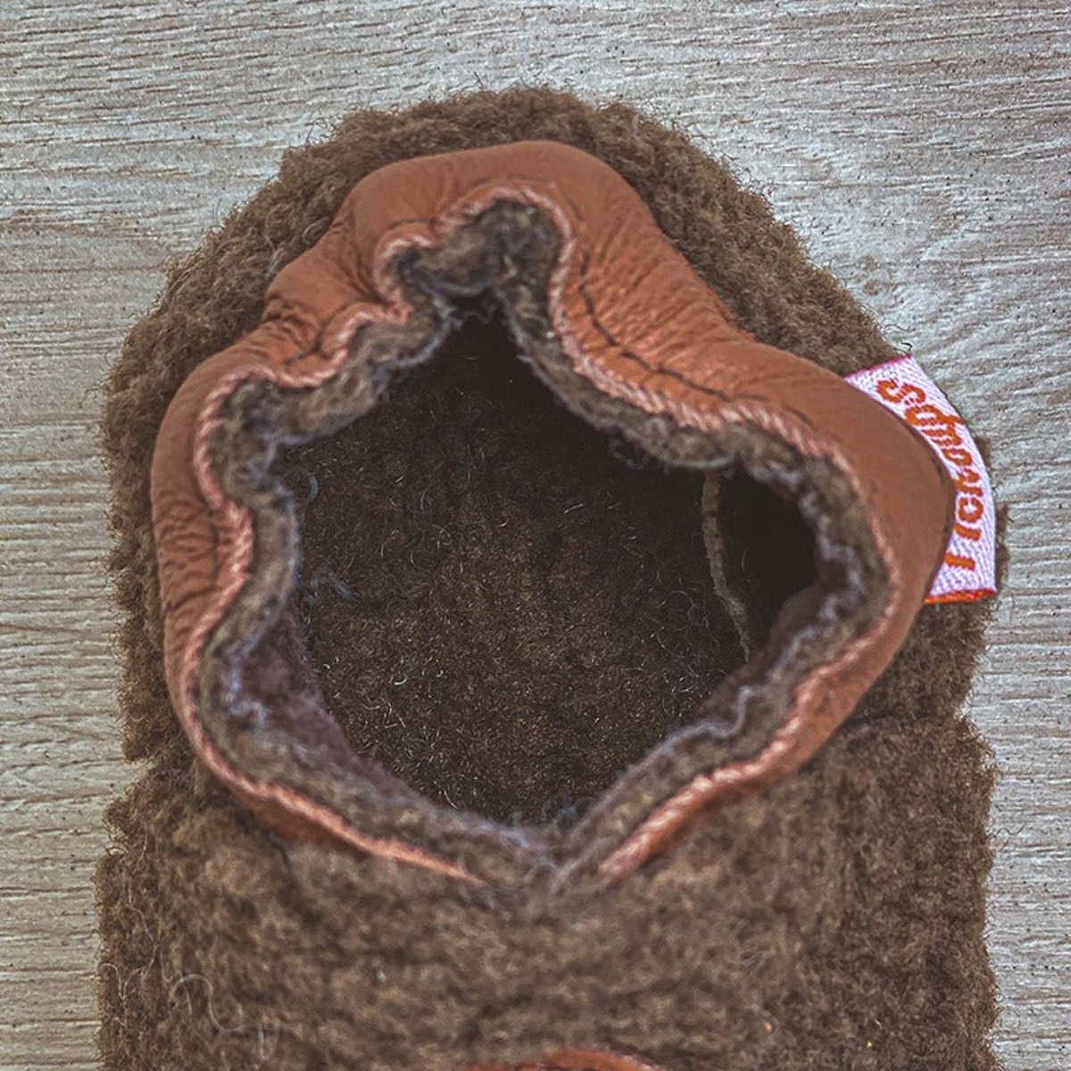 Chaussons bébé cuir souple Bouclettes marron marron, TICHOUPS