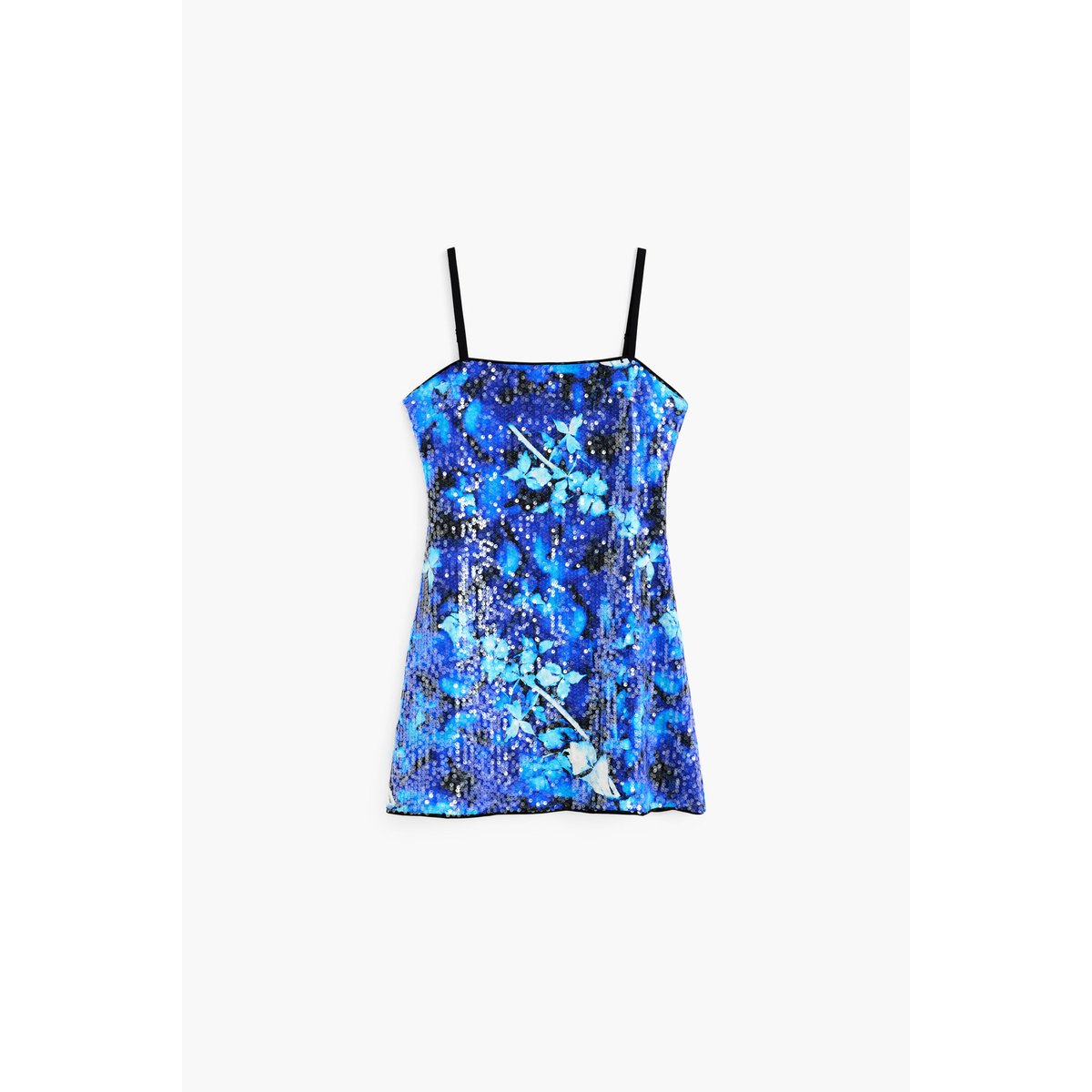 Robe à bretelles imprimée bleu, DESIGUAL