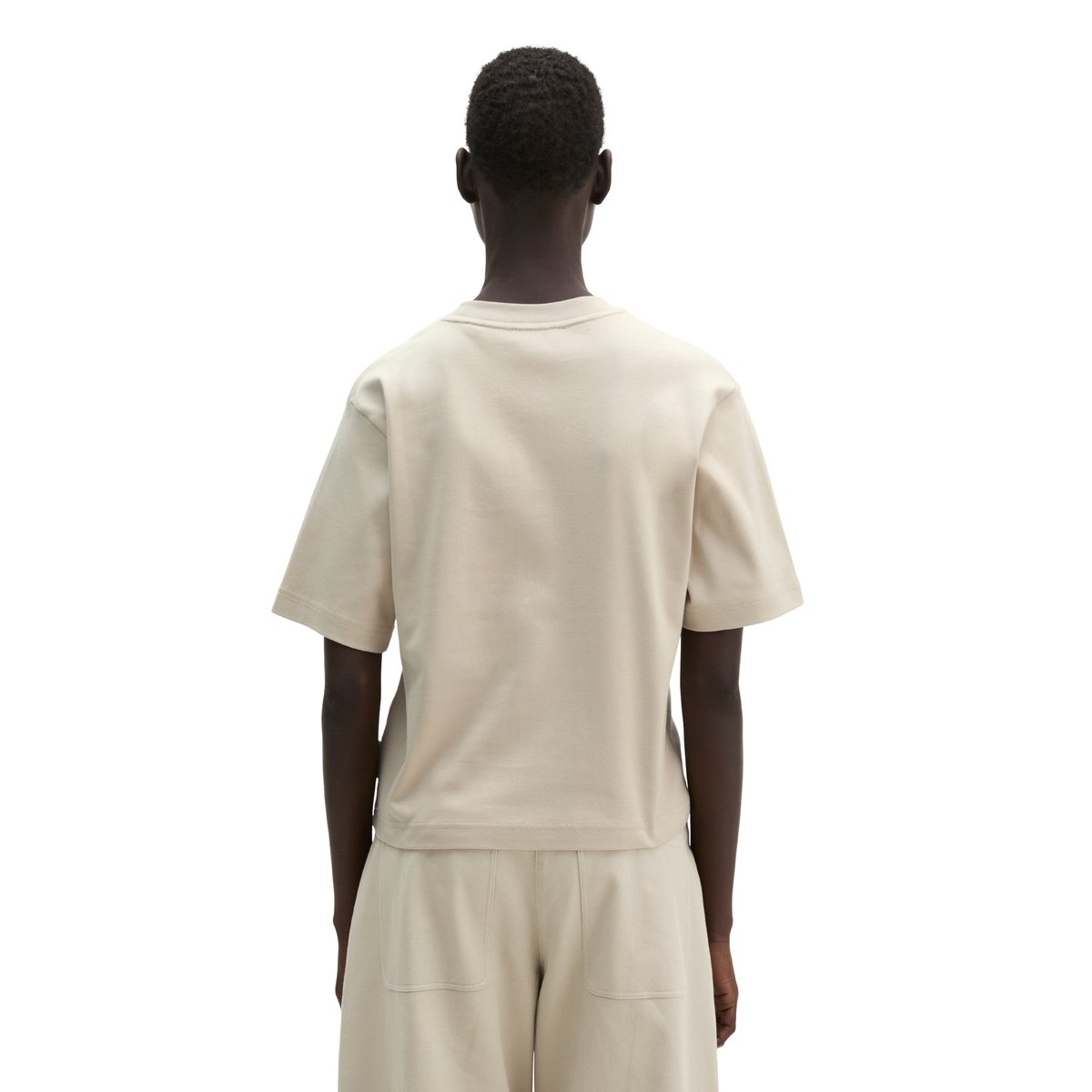 T-shirt relaxed en jersey interlock beige, MARC O'POLO