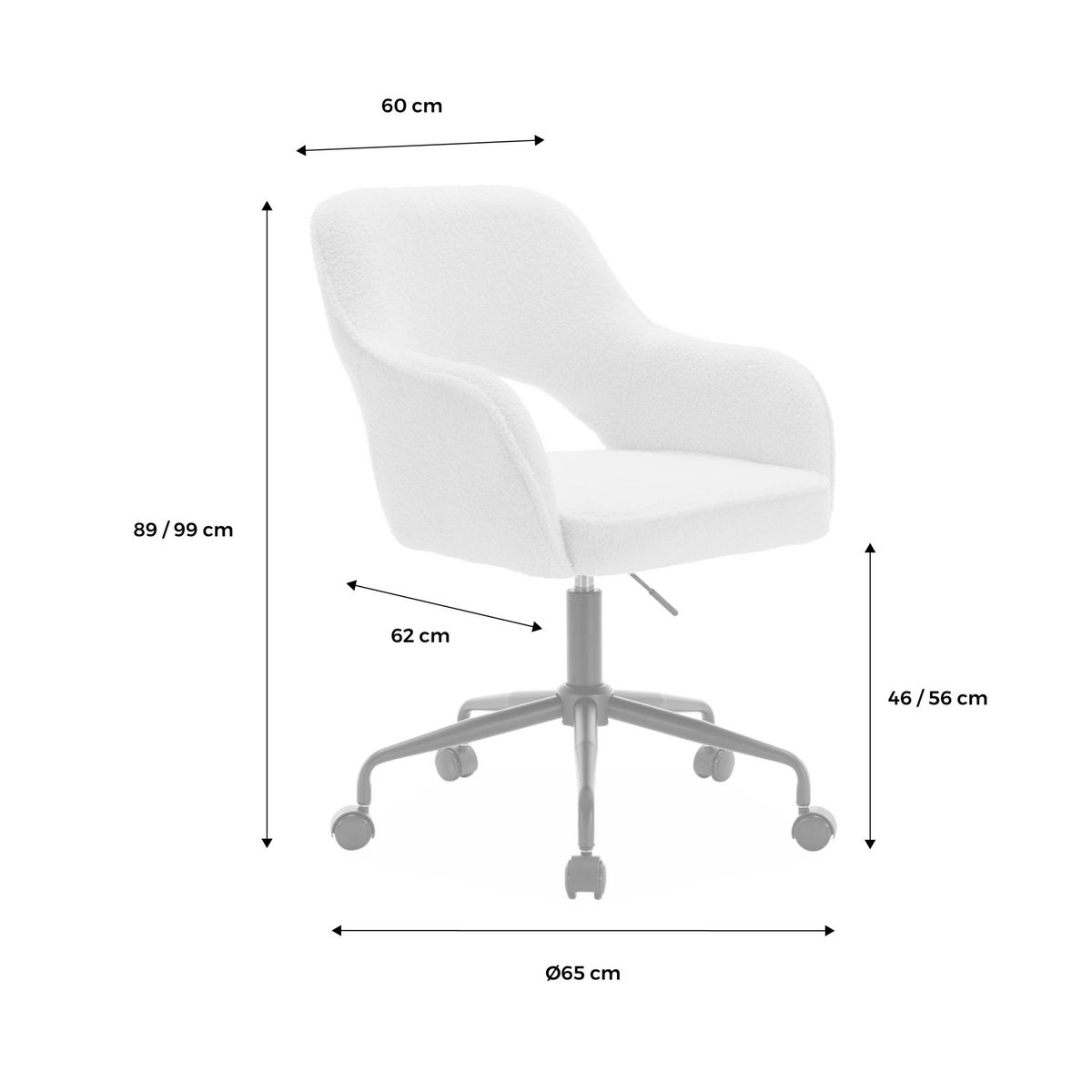 Chaise de bureau à roulettes bouclette JIM taupe, SWEEEK