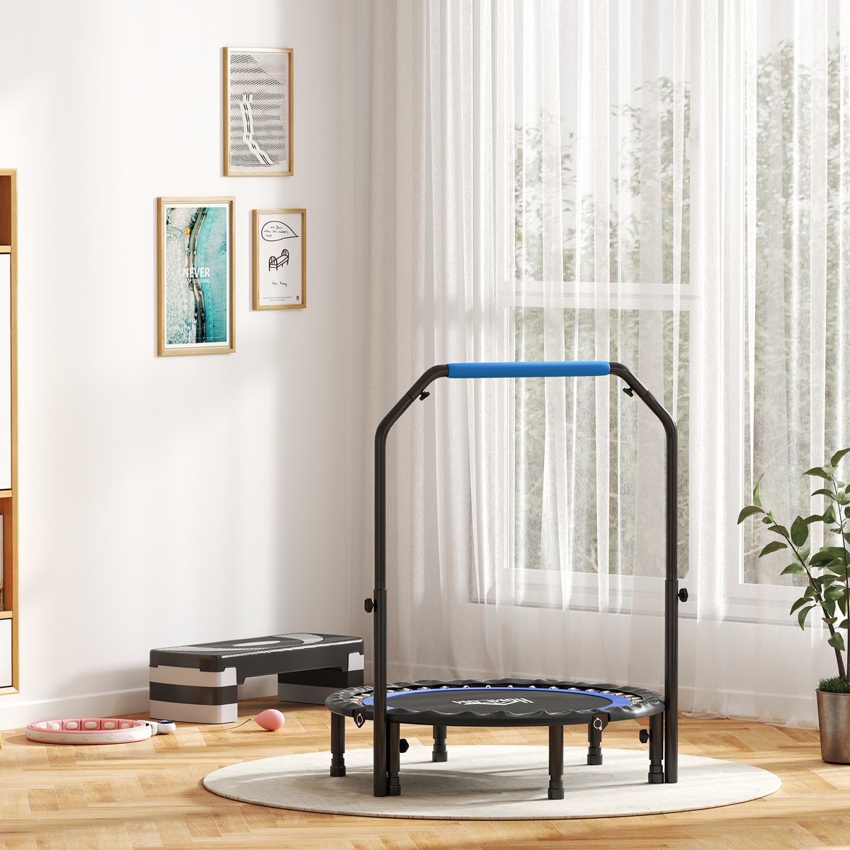 Trampoline de fitness PP Noir bleu, HOMCOM
