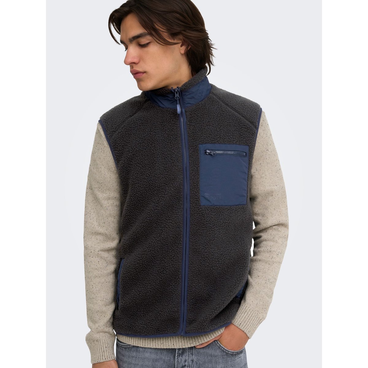 Gilet En Peluche noire - phantom, ONLY & SONS