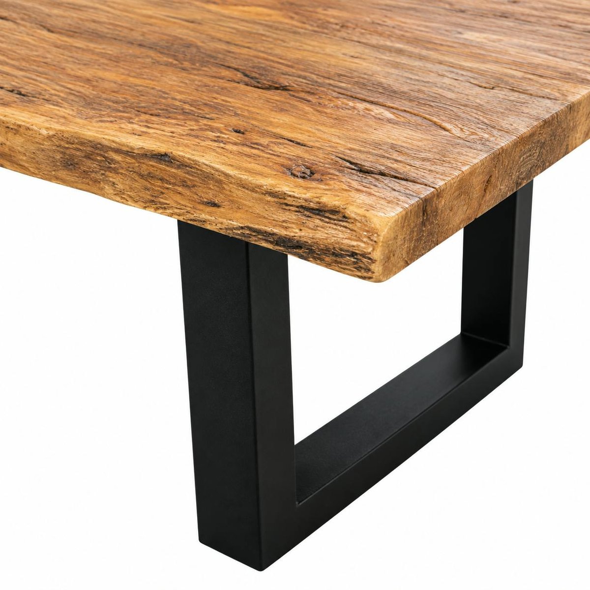 Table à manger bois de teck recyclé, pieds en U 200 cm TIMOR bois naturel, PIER IMPORT
