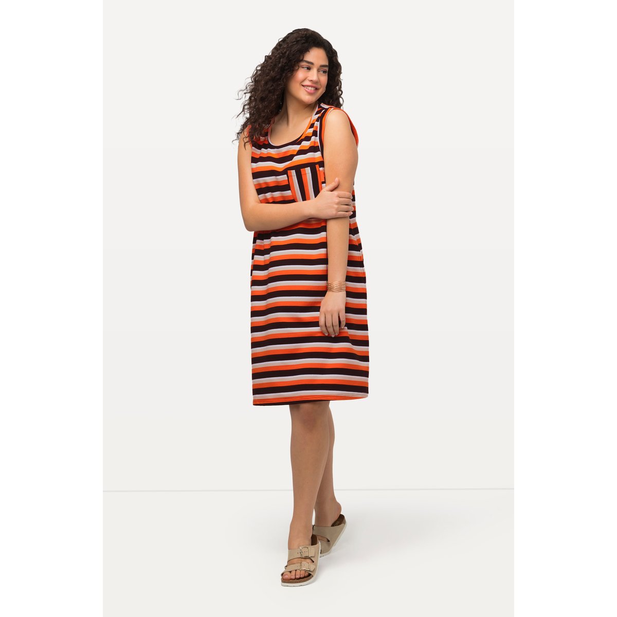 Robe en molleton à col rond mandarine, ULLA POPKEN