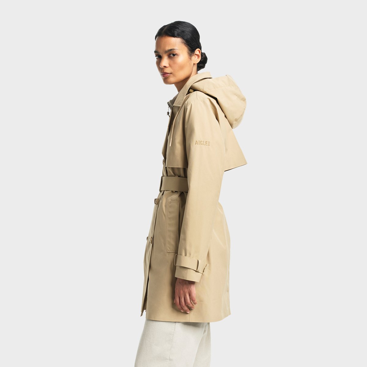 Trench à capuche GORE-TEX beige, AIGLE