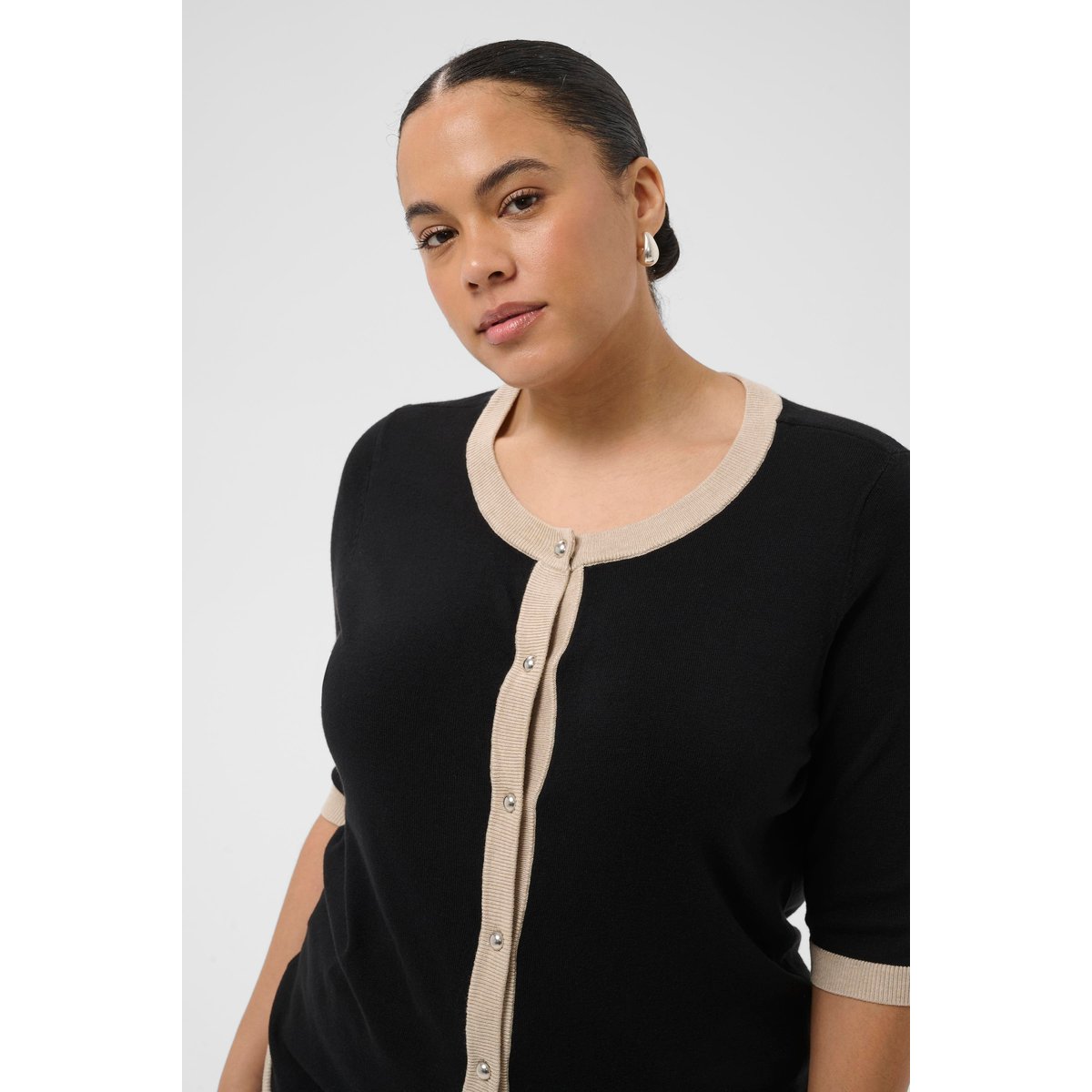 Cardigan à tricot noir black deep, KAFFE CURVE