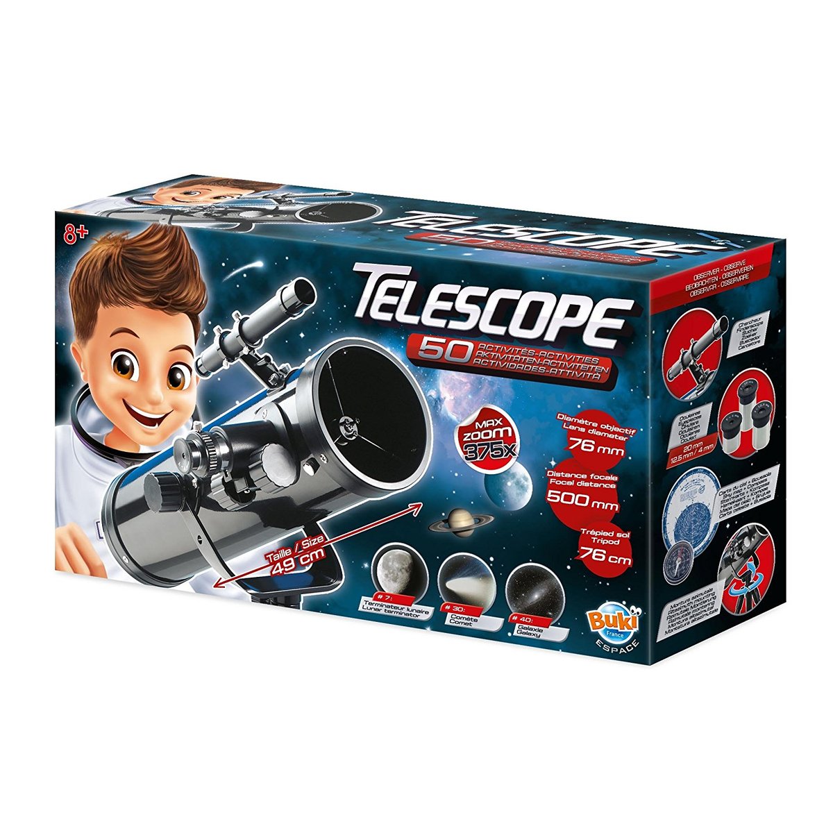 Télescope 50 activités noir, BUKI FRANCE