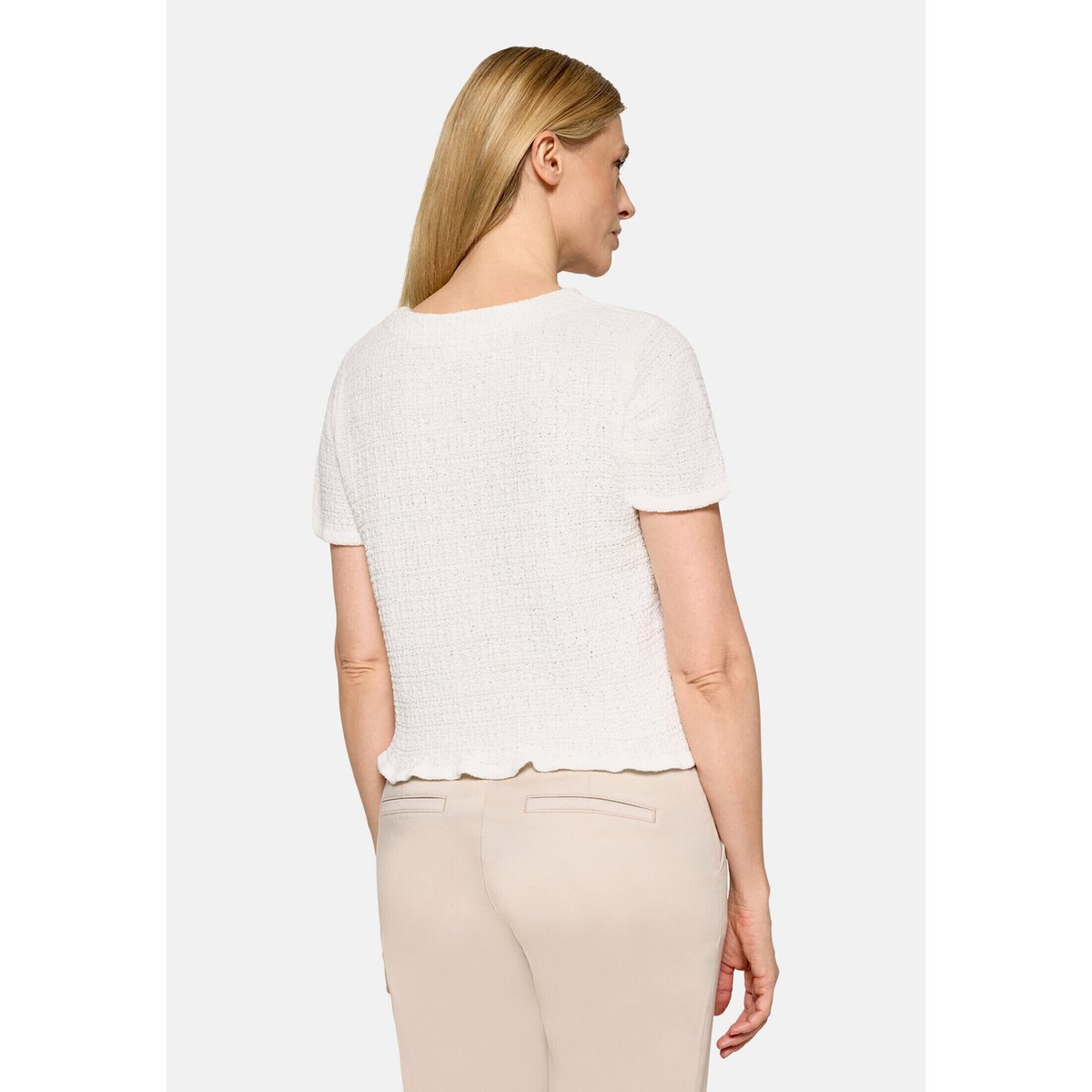Cardigan en maille à encolure ronde blanc, CARTOON