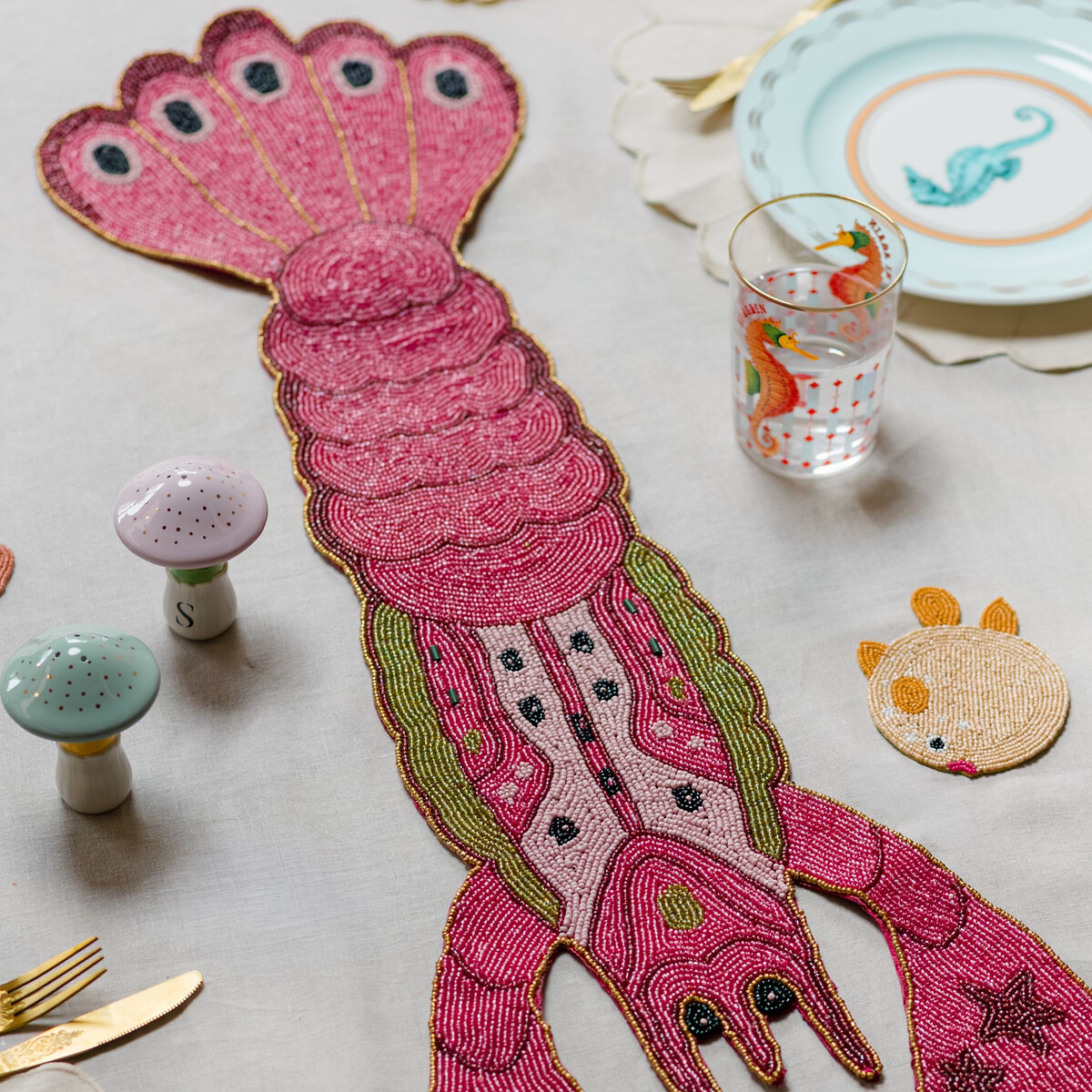 108cm Lobster Beaded Table Runner multi-coloured, YVONNE ELLEN
