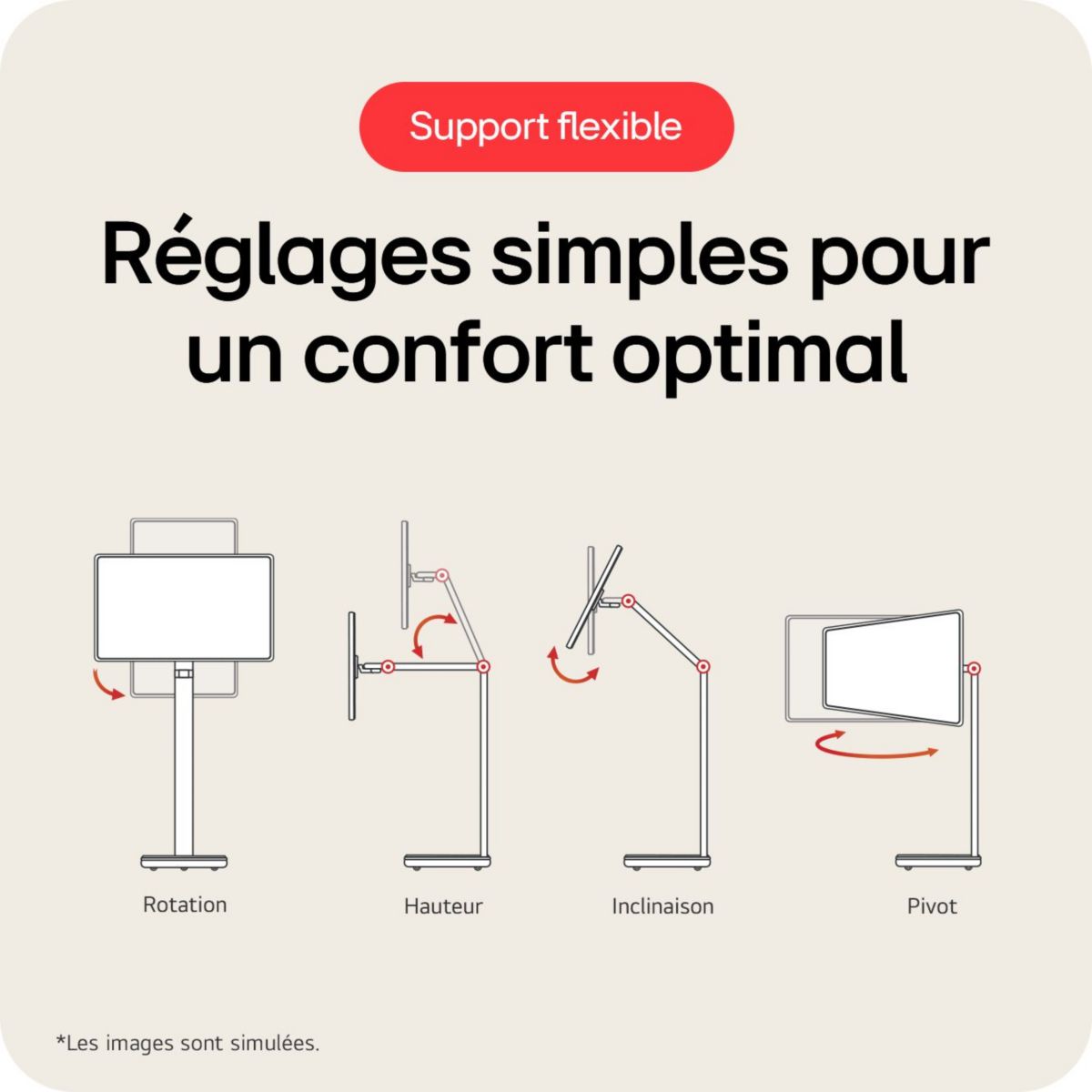 Ecran PC 4K 32U889SA-W.AE Smart Monitor 32'' IPS Tactile 4K HDR DCI P3 Pied réglable et orientable couleur unique, LG