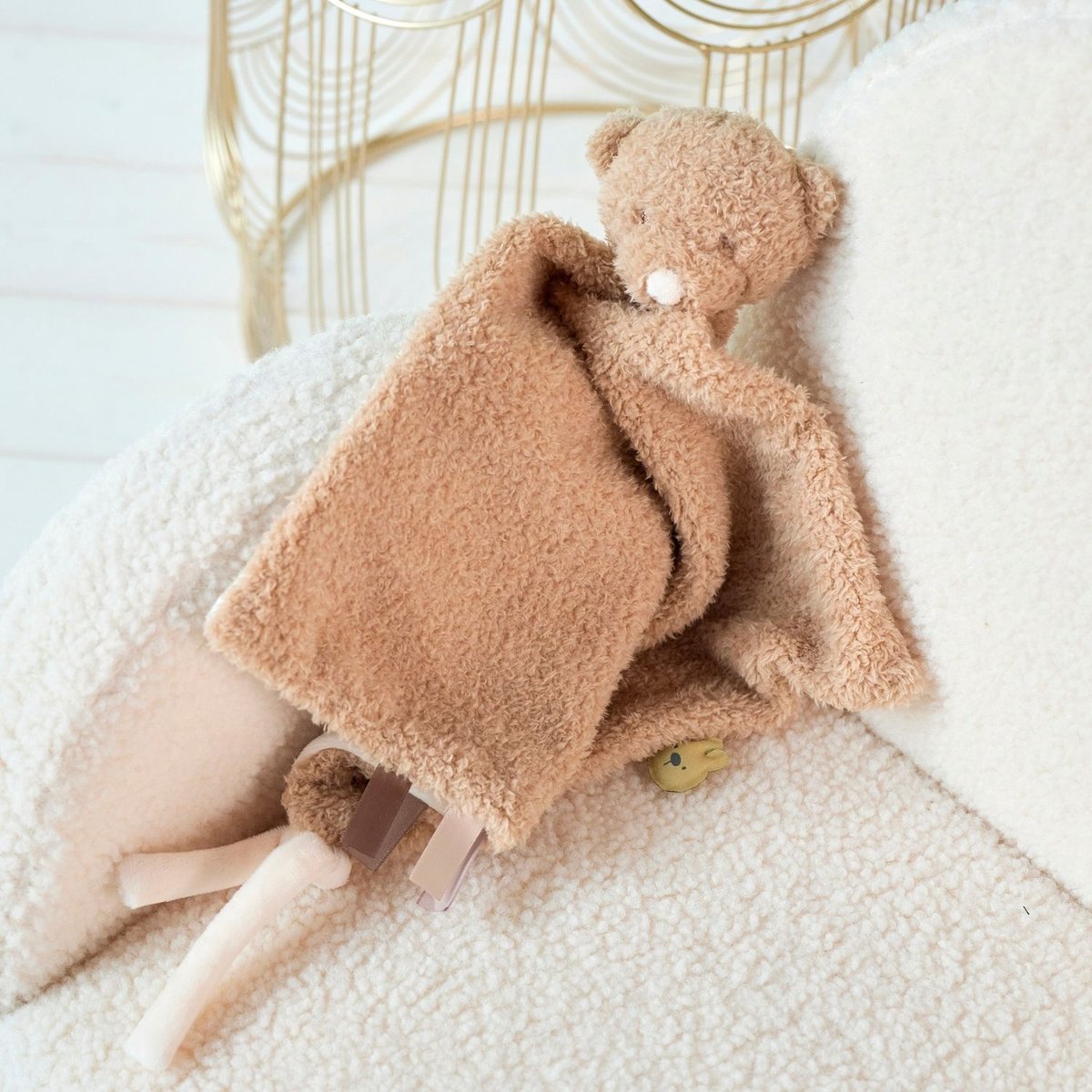 Maxi doudou attache sucette Teddy marron, beige, NATTOU