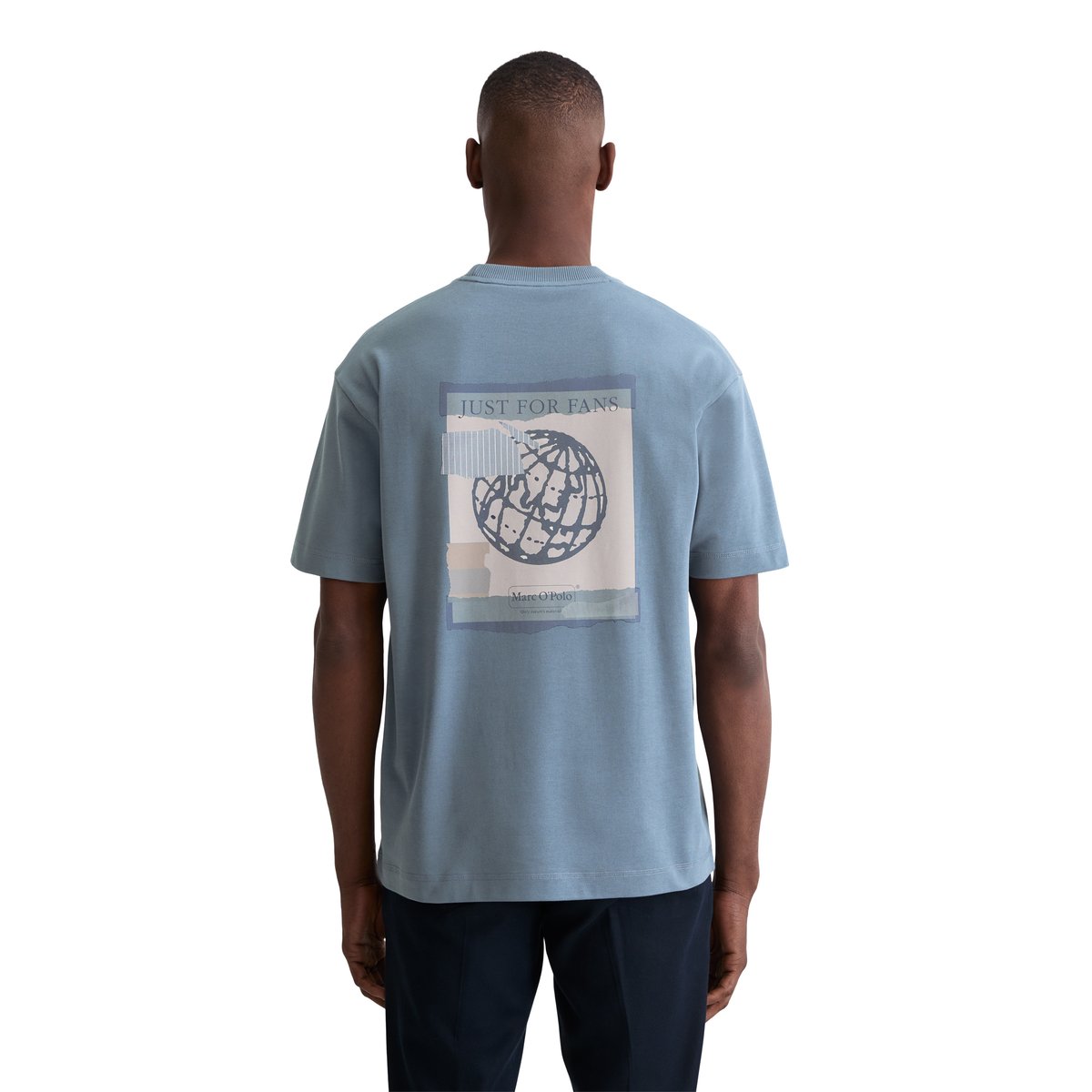 T-shirt DfC relaxed Heavy Jersey avec imprimé dans le dos bleu moyen, MARC O'POLO
