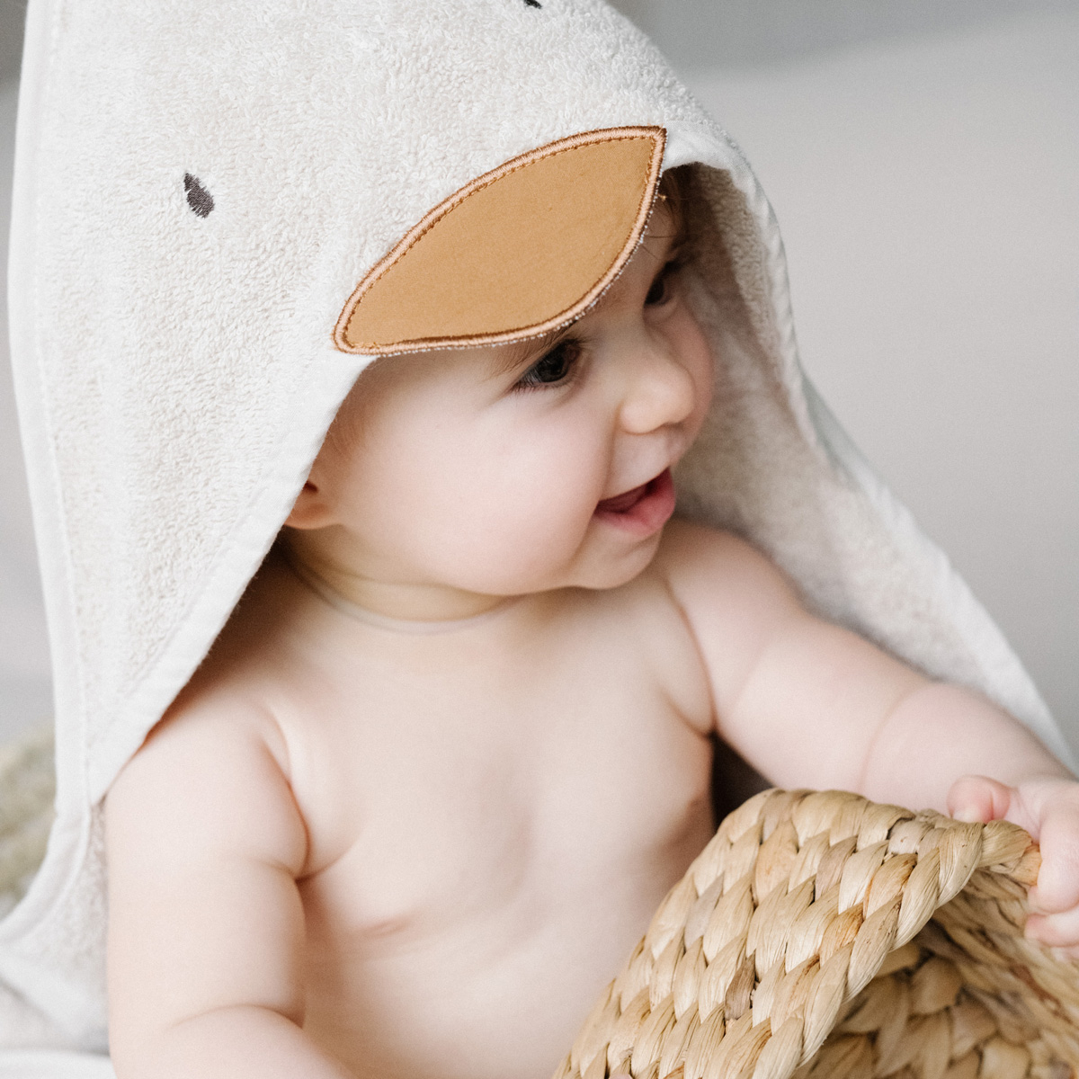 Cape de bain coton bio NILS sable, LITTLE CREVETTE